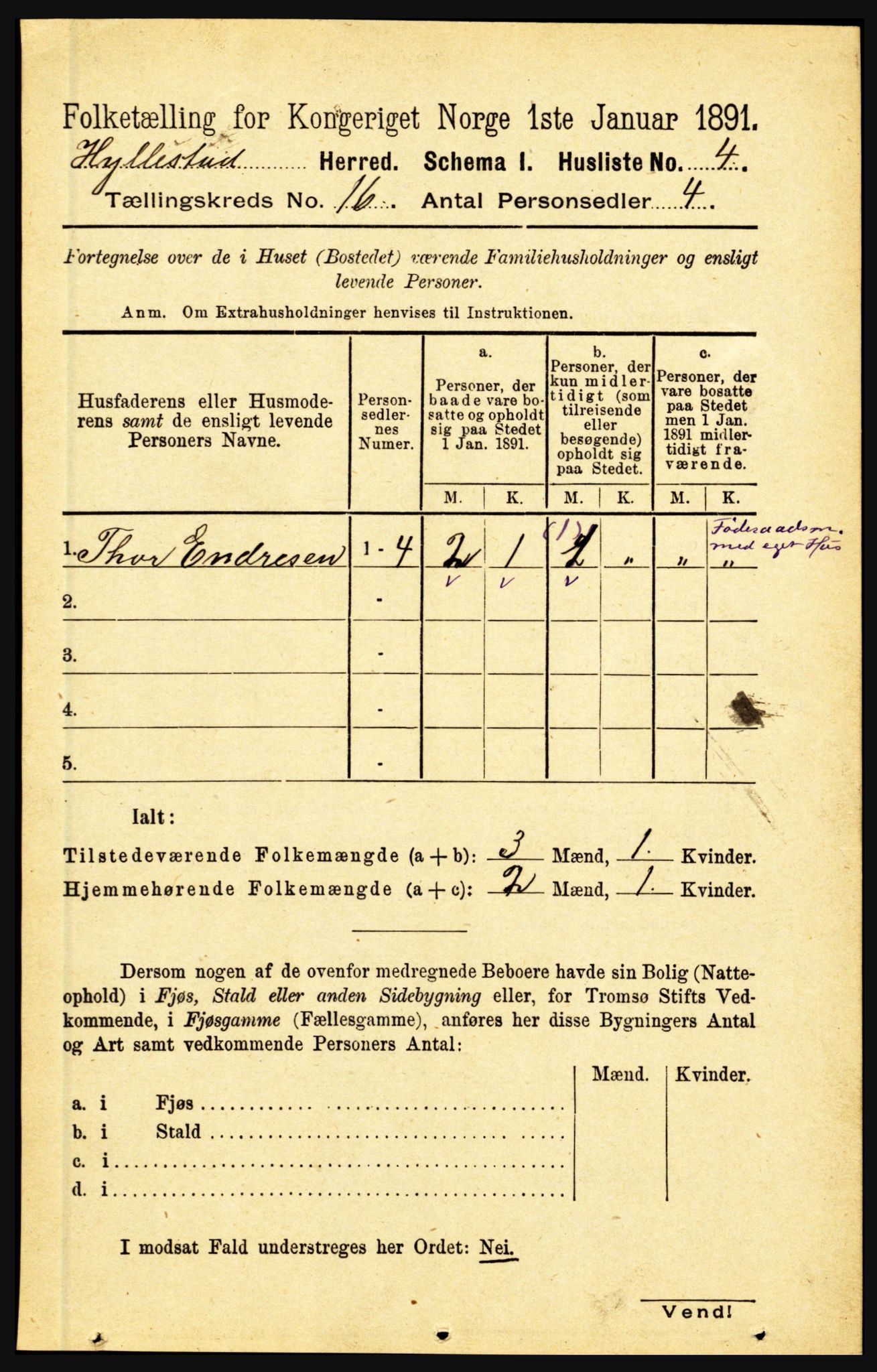 RA, 1891 census for 1413 Hyllestad, 1891, p. 2828