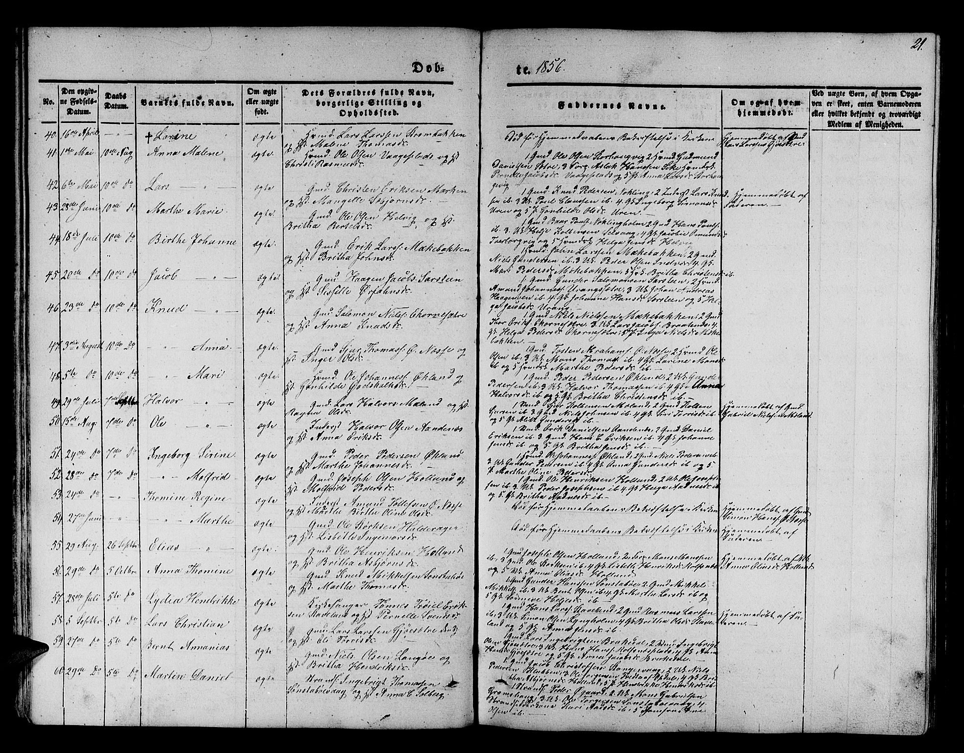 Finnås sokneprestembete, SAB/A-99925/H/Ha/Hab/Habb/L0001: Parish register (copy) no. B 1, 1851-1870, p. 21