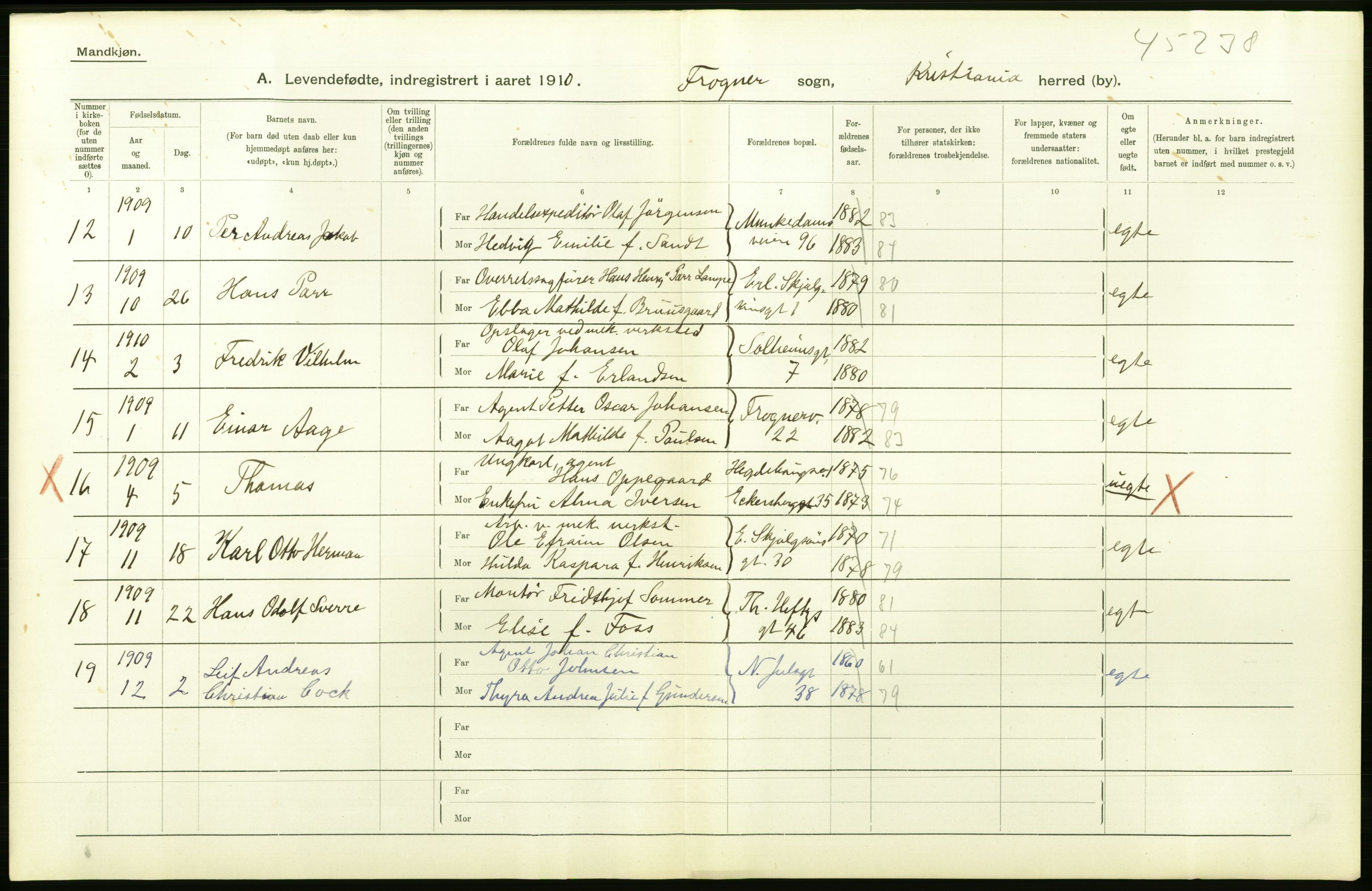 Statistisk sentralbyrå, Sosiodemografiske emner, Befolkning, RA/S-2228/D/Df/Dfa/Dfah/L0006: Kristiania: Levendefødte menn., 1910, p. 604