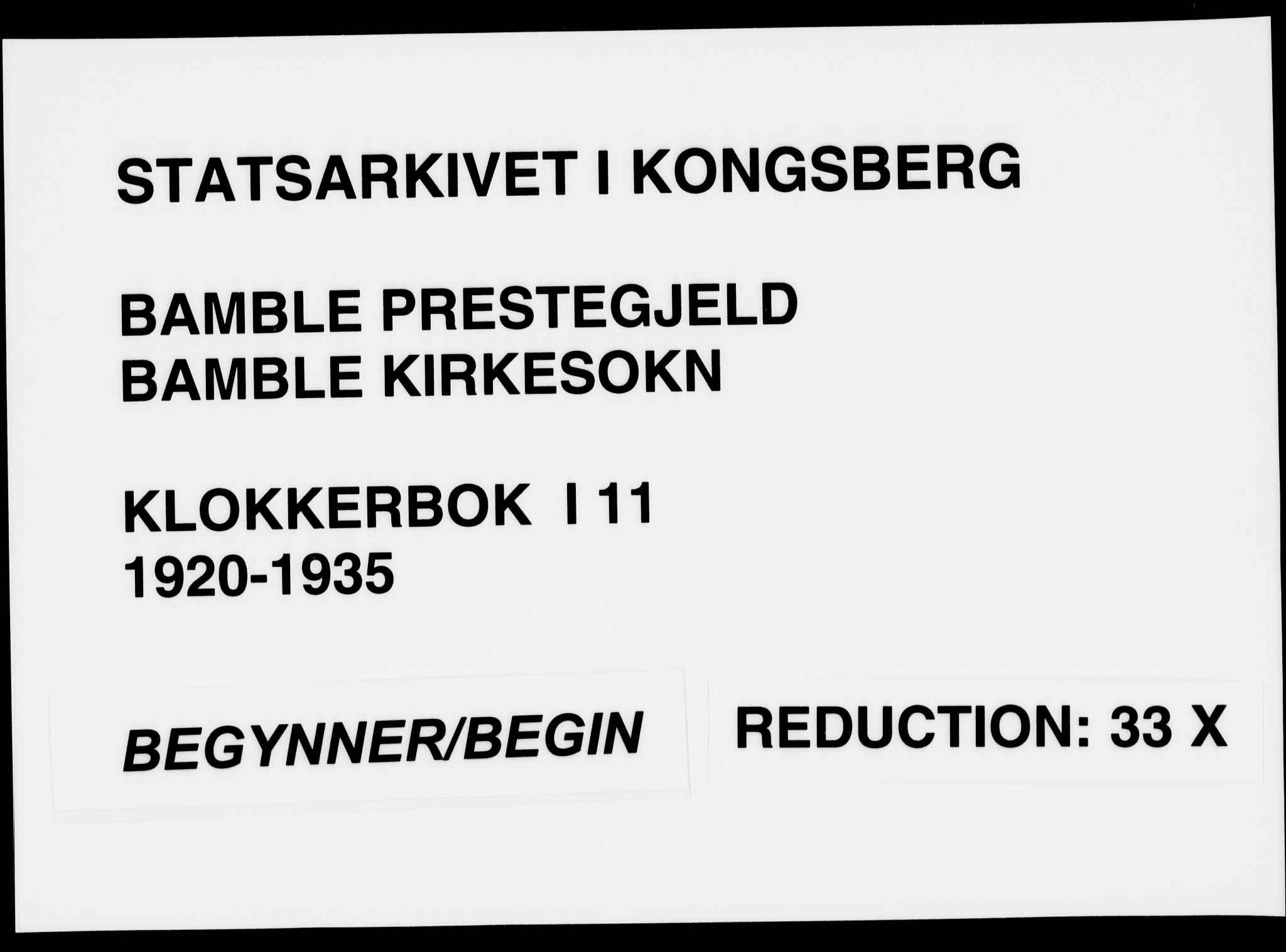 Bamble kirkebøker, AV/SAKO-A-253/G/Ga/L0011: Parish register (copy) no. I 11, 1920-1935