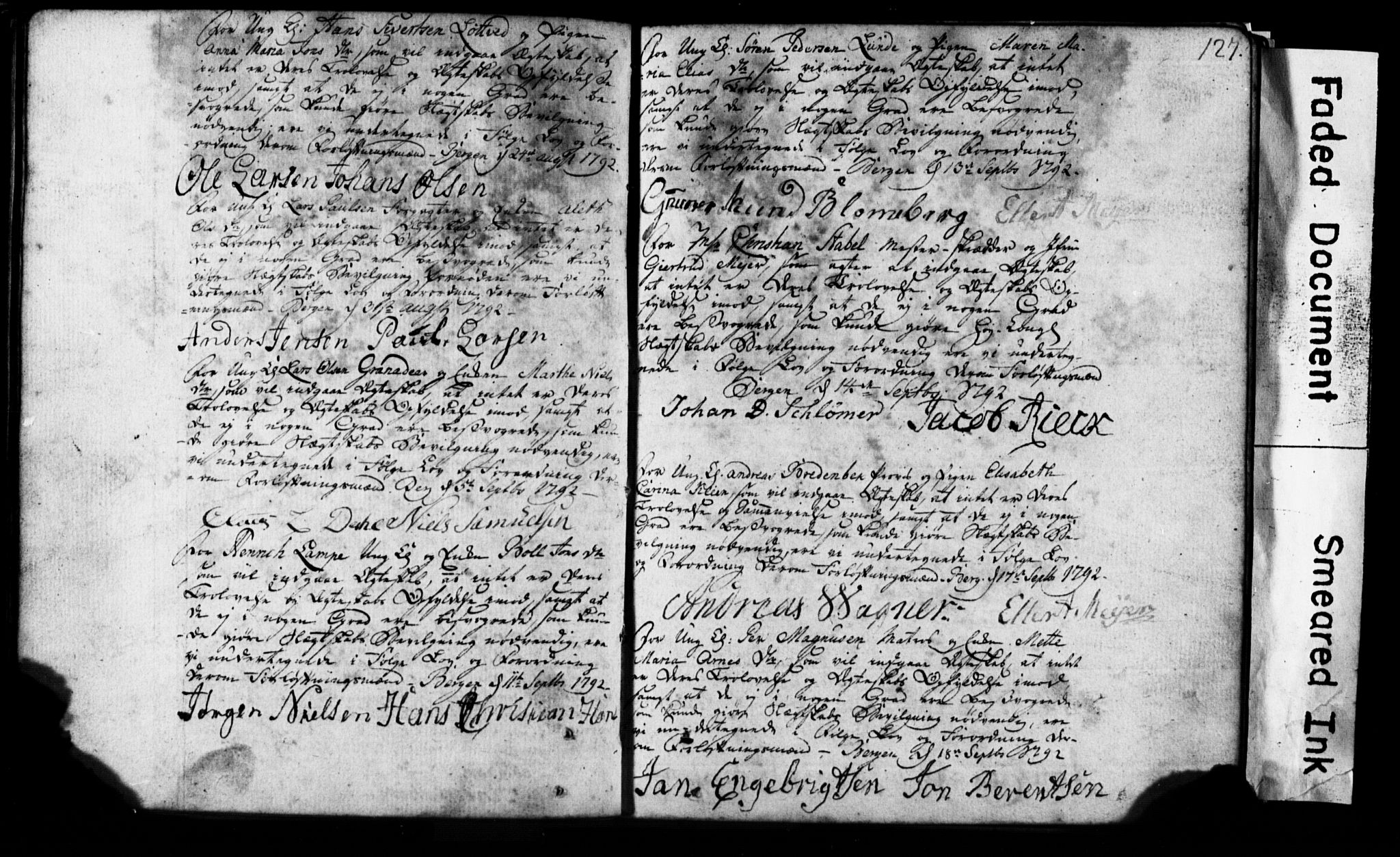 Korskirken sokneprestembete, AV/SAB-A-76101: Best man's statements no. II.5.1, 1776-1816, p. 127