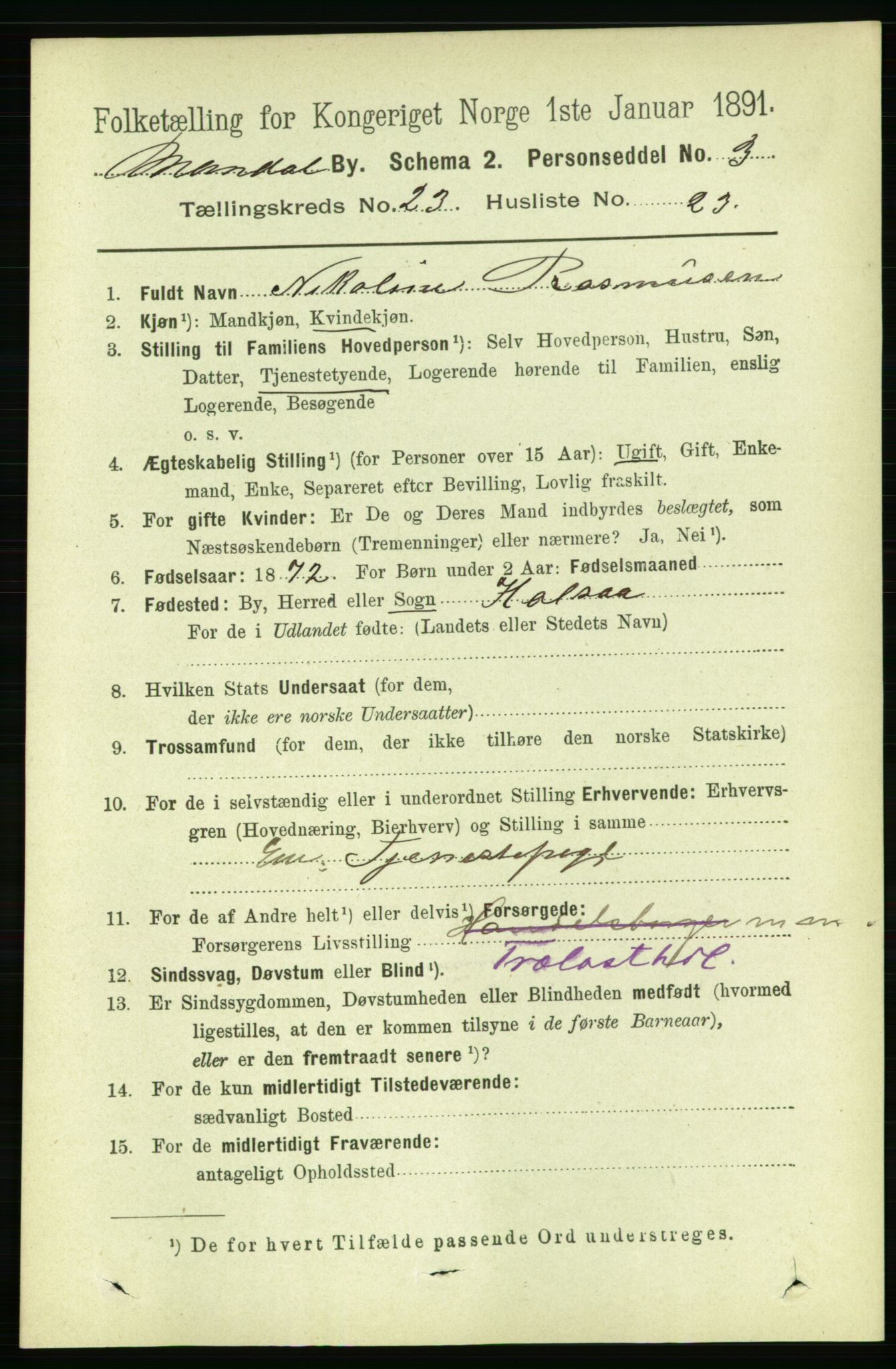 RA, 1891 census for 1002 Mandal, 1891, p. 4432