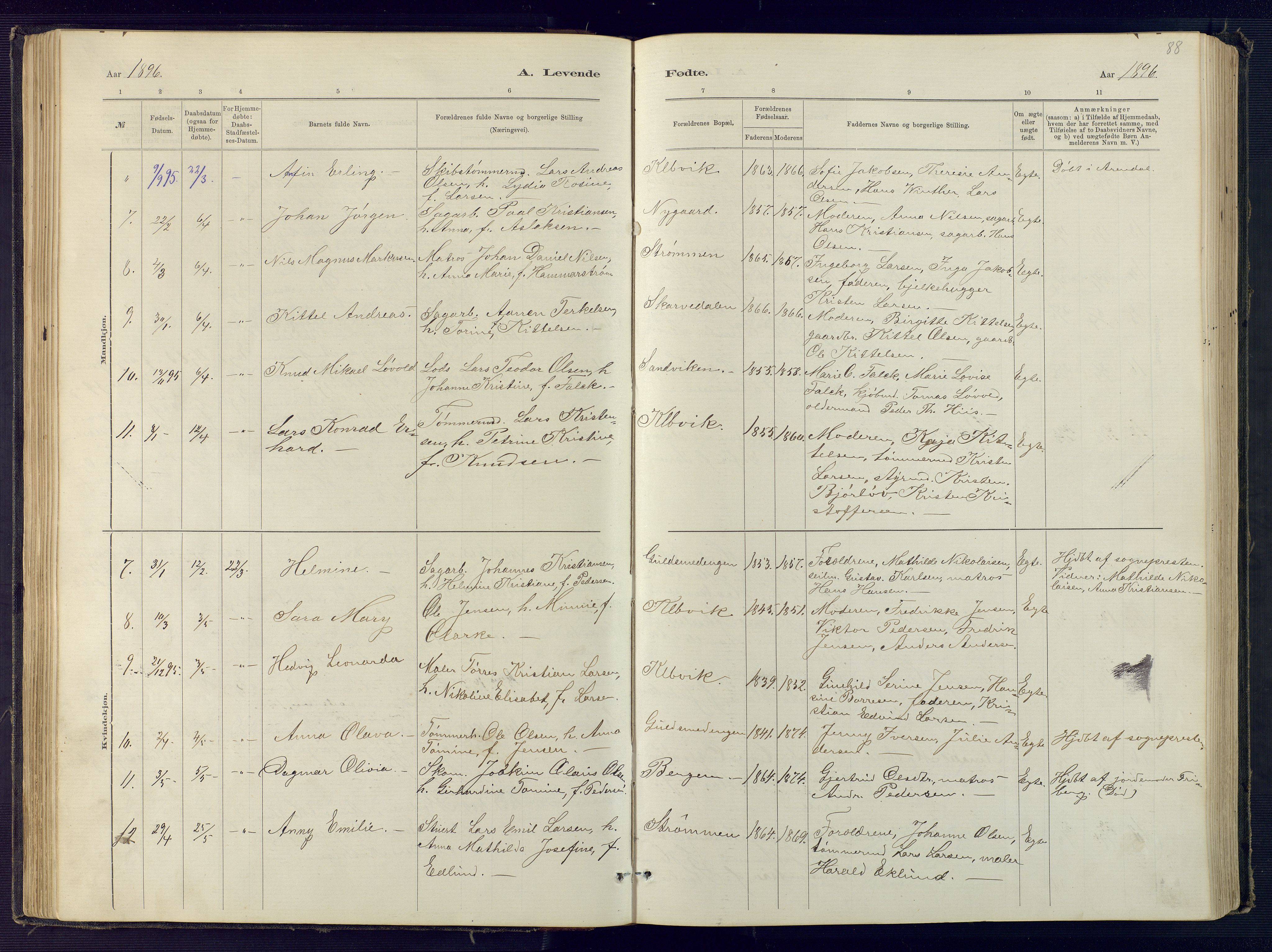 Hisøy sokneprestkontor, AV/SAK-1111-0020/F/Fb/L0003: Parish register (copy) no. B 3, 1885-1905, p. 88