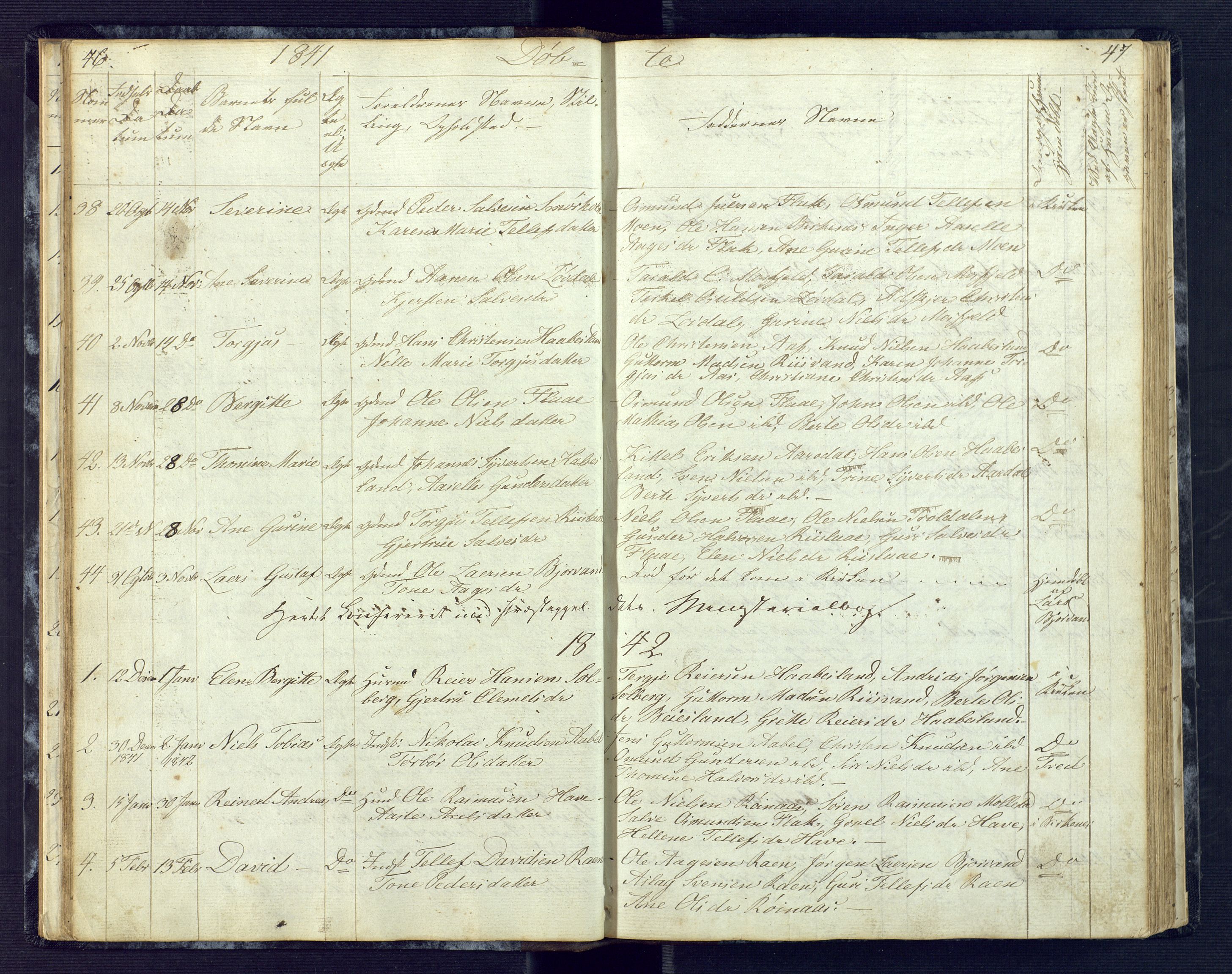 Birkenes sokneprestkontor, SAK/1111-0004/F/Fb/L0001: Parish register (copy) no. B 1, 1837-1856, p. 46-47