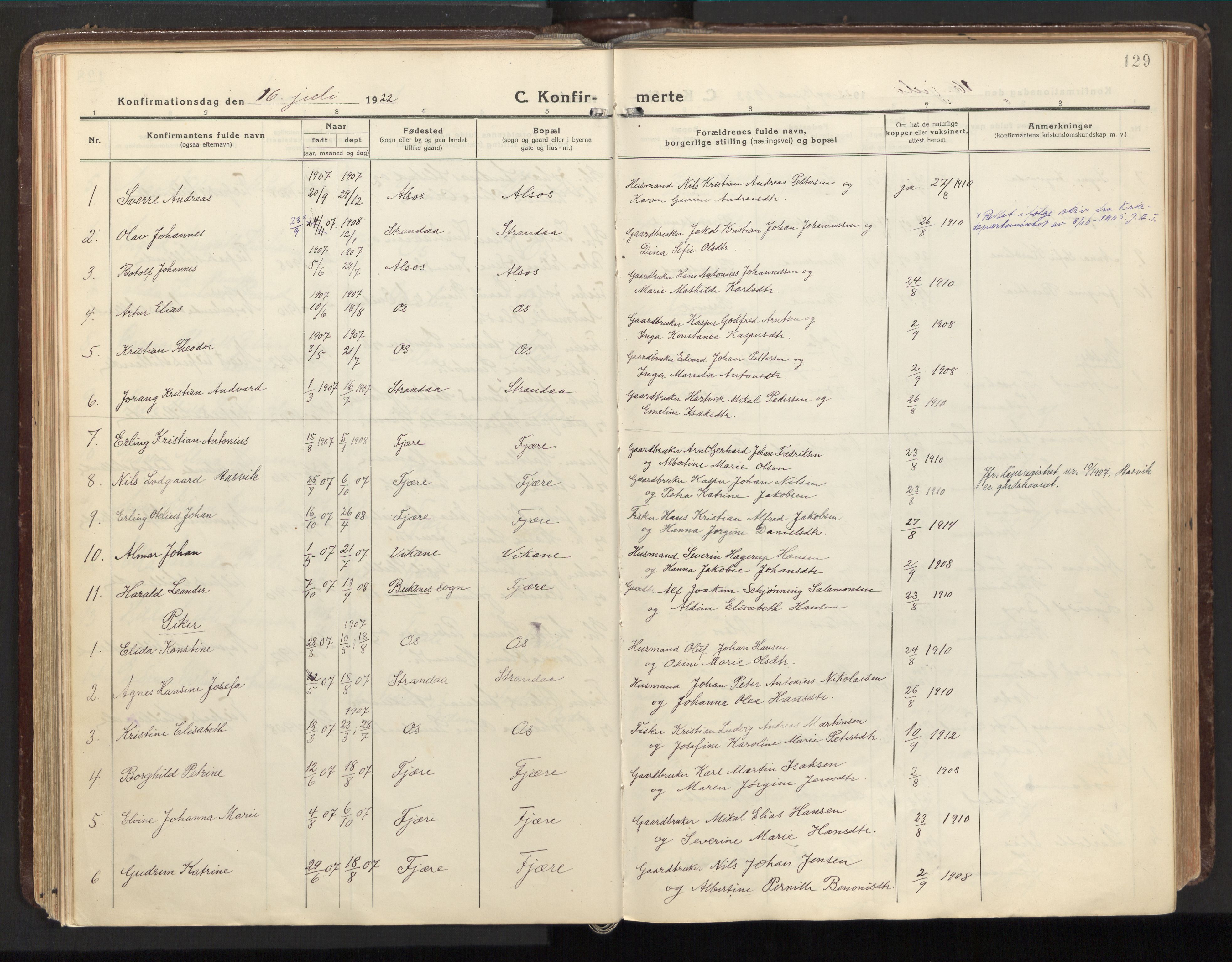 Ministerialprotokoller, klokkerbøker og fødselsregistre - Nordland, SAT/A-1459/803/L0073: Parish register (official) no. 803A03, 1920-1955, p. 129