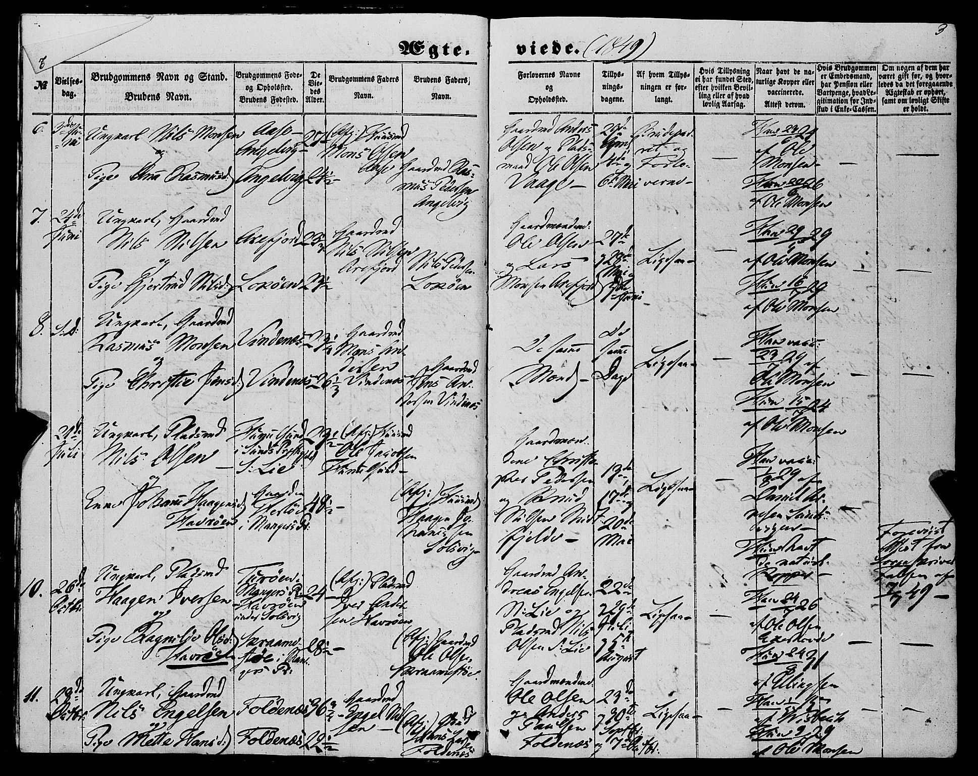 Fjell sokneprestembete, AV/SAB-A-75301/H/Haa: Parish register (official) no. A 6, 1849-1877, p. 3