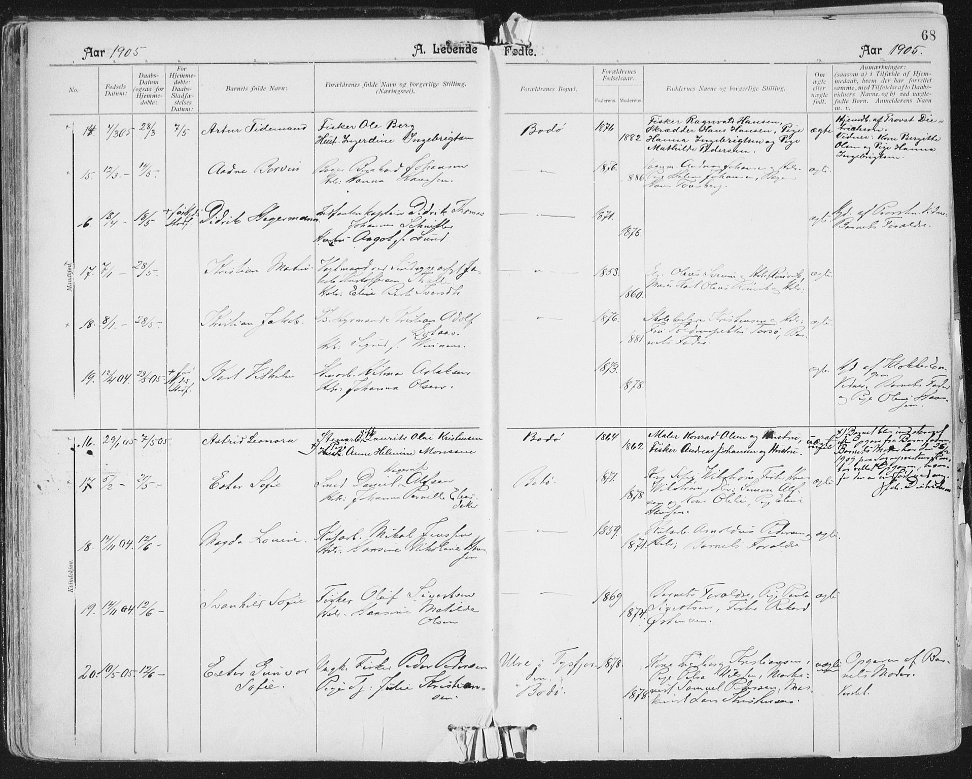 Ministerialprotokoller, klokkerbøker og fødselsregistre - Nordland, AV/SAT-A-1459/801/L0011: Parish register (official) no. 801A11, 1900-1916, p. 68