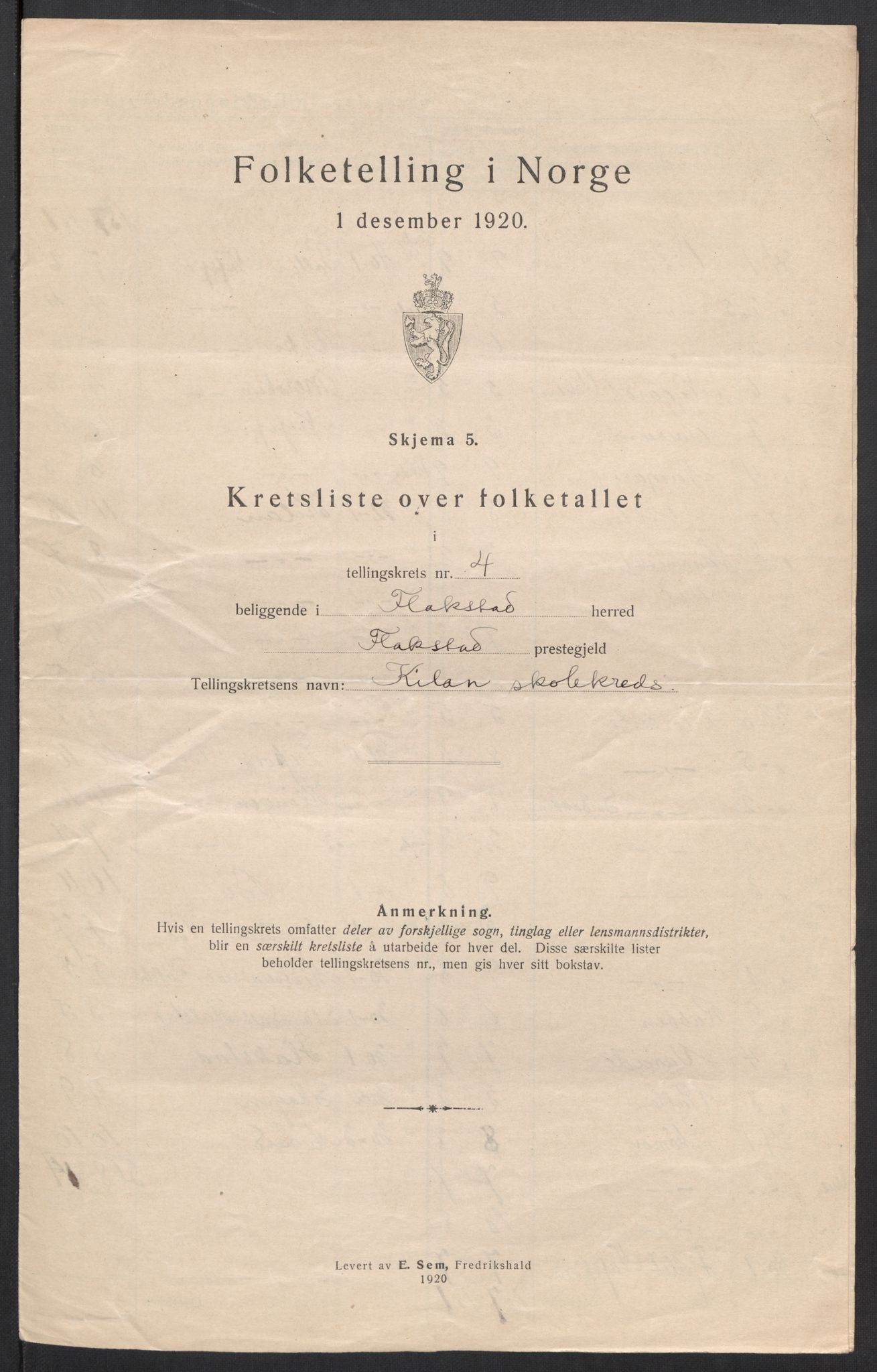 SAT, 1920 census for Flakstad, 1920, p. 17