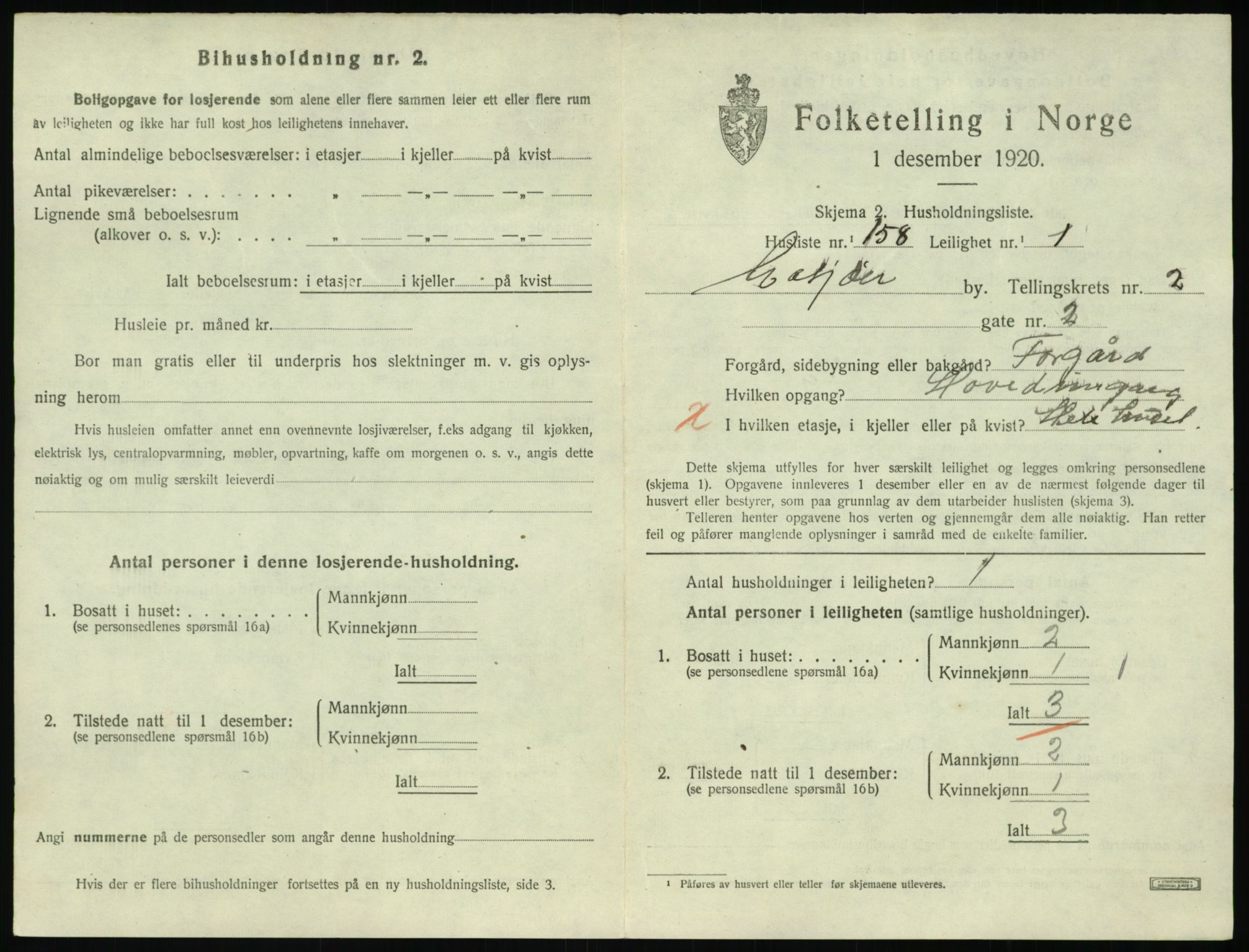 SAT, 1920 census for Mosjøen, 1920, p. 1658