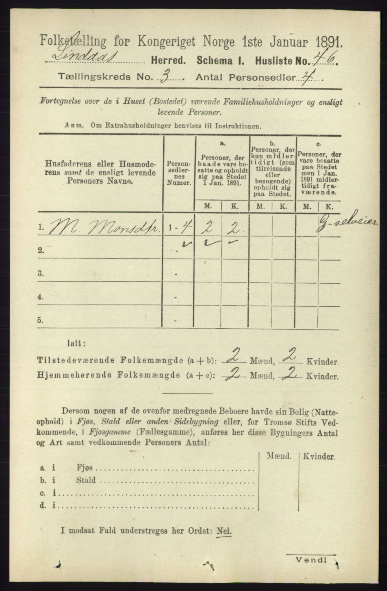 RA, 1891 census for 1263 Lindås, 1891, p. 802