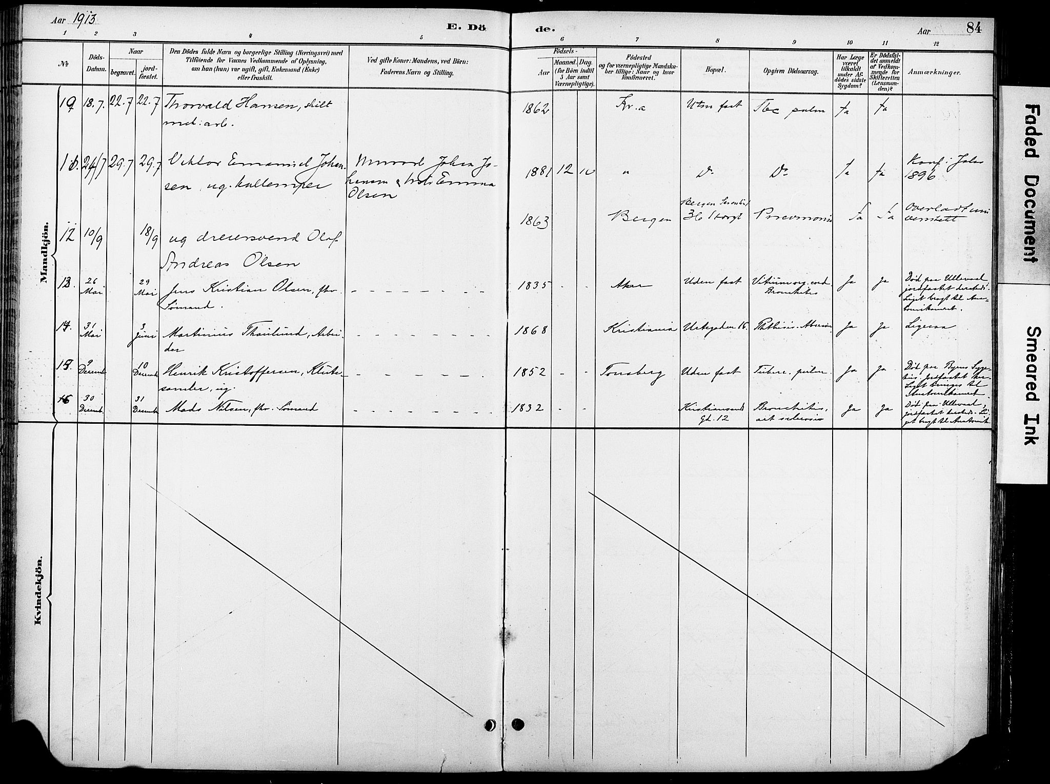 Krohgstøtten sykehusprest Kirkebøker, AV/SAO-A-10854/F/Fa/L0003: Parish register (official) no. 3, 1890-1935, p. 84