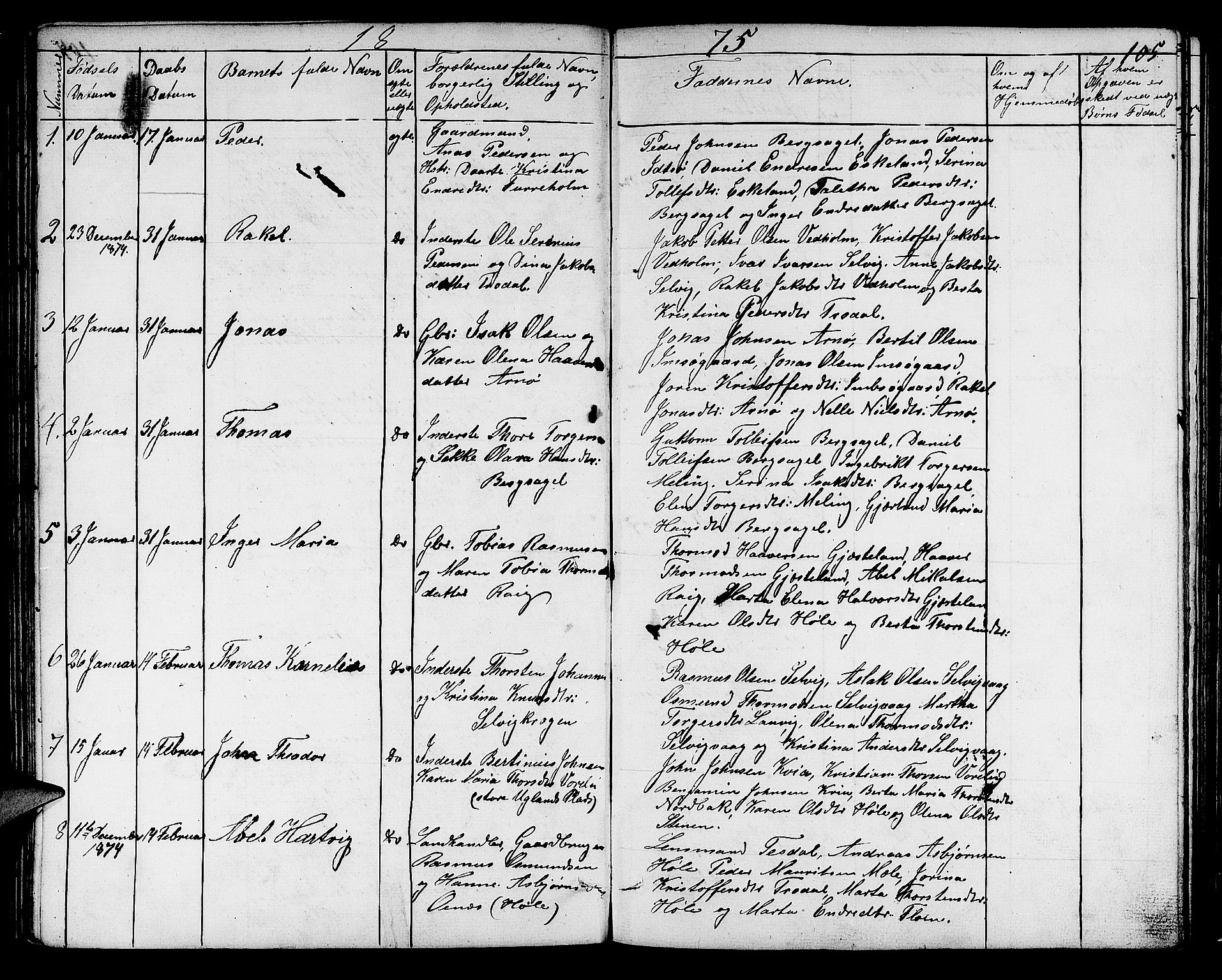 Høgsfjord sokneprestkontor, SAST/A-101624/H/Ha/Hab/L0001: Parish register (copy) no. B 1, 1855-1885, p. 105