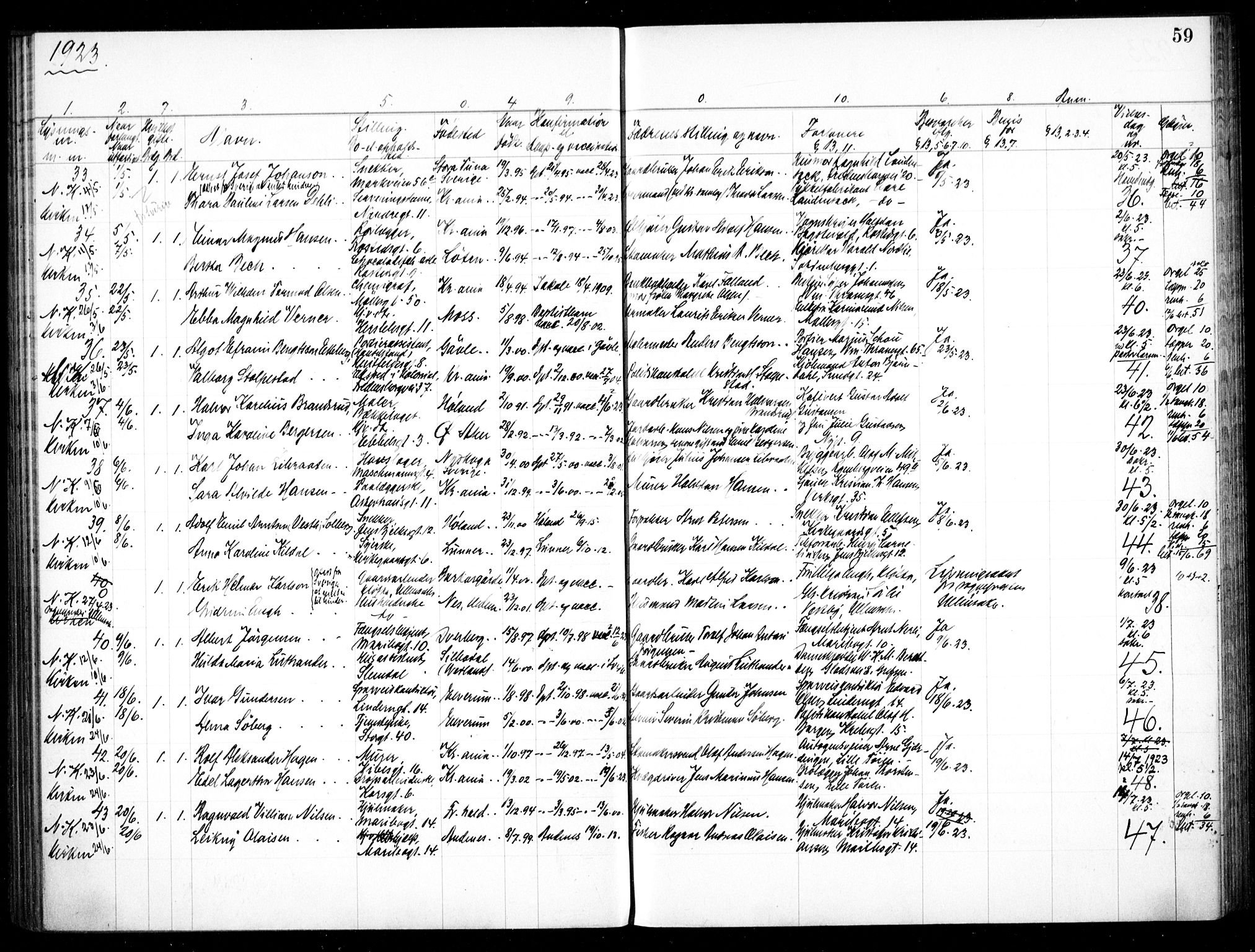 Jakob prestekontor Kirkebøker, SAO/A-10850/H/Ha/L0001: Banns register no. 1, 1917-1938, p. 59