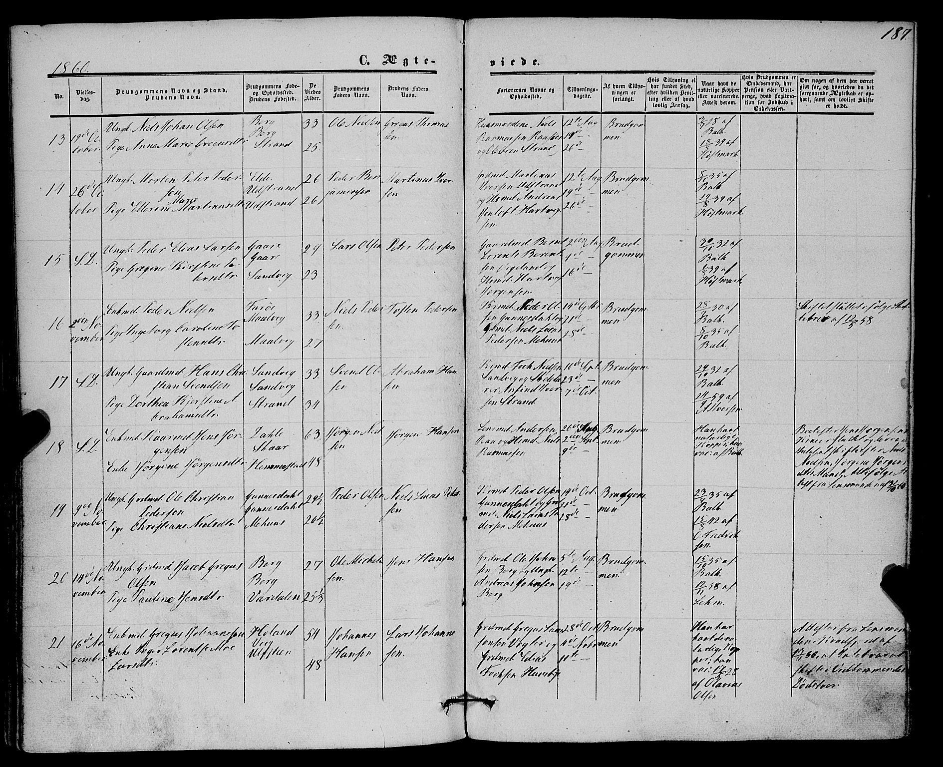 Kvæfjord sokneprestkontor, AV/SATØ-S-1323/G/Ga/Gaa/L0004kirke: Parish register (official) no. 4, 1857-1877, p. 187