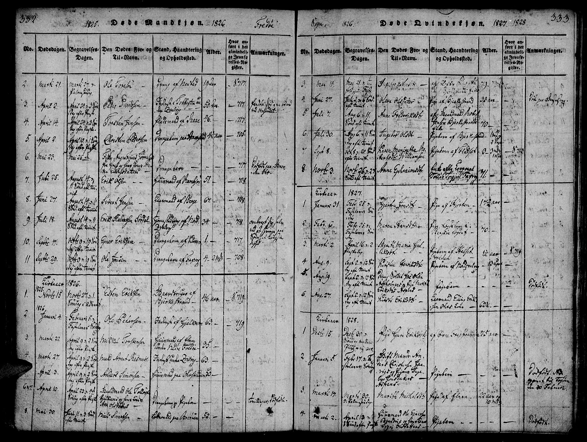 Ministerialprotokoller, klokkerbøker og fødselsregistre - Møre og Romsdal, AV/SAT-A-1454/586/L0982: Parish register (official) no. 586A08, 1819-1829, p. 332-333