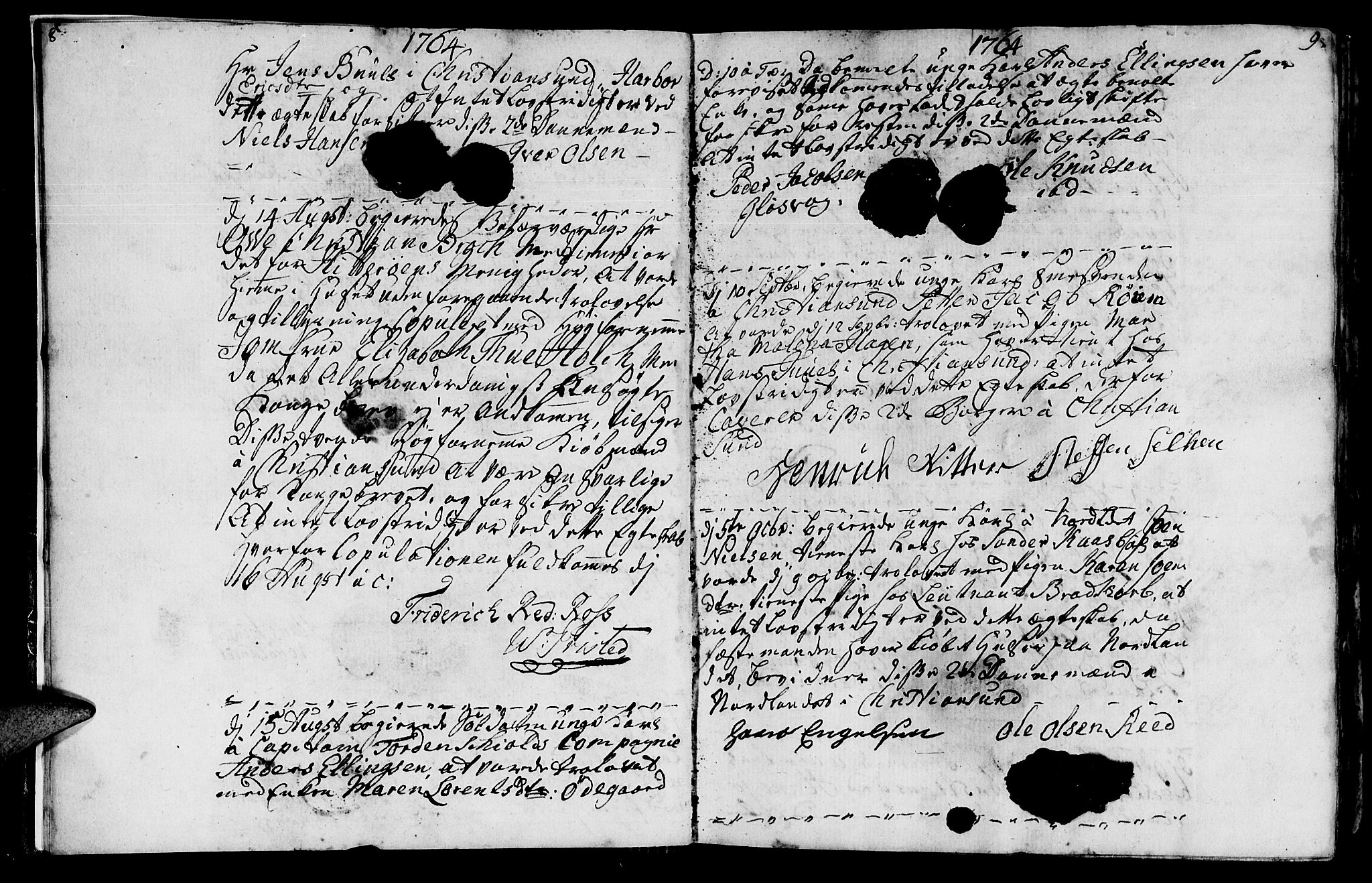 Ministerialprotokoller, klokkerbøker og fødselsregistre - Møre og Romsdal, AV/SAT-A-1454/568/L0794: Parish register (official) no. 568A03, 1764-1801, p. 8-9