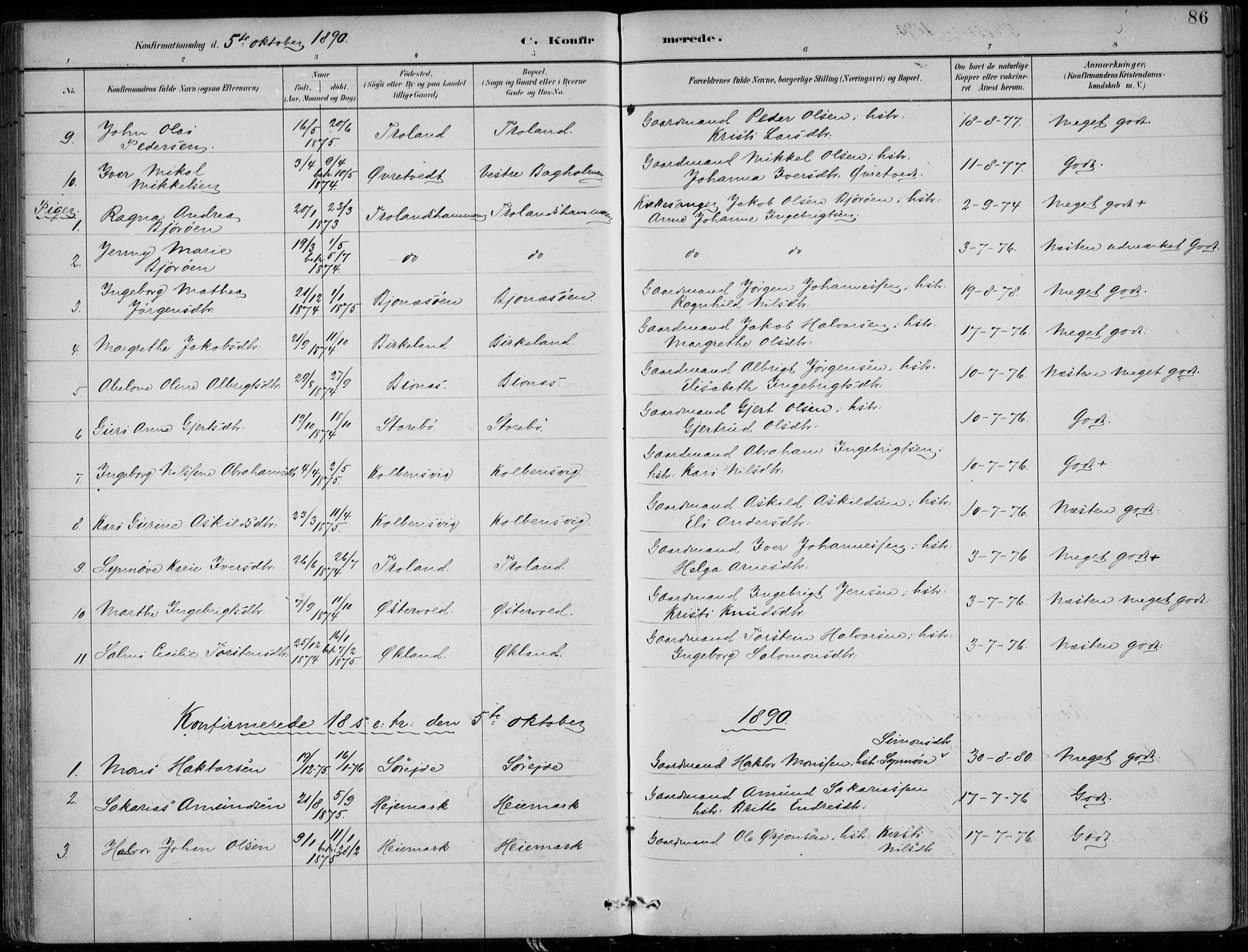 Sund sokneprestembete, SAB/A-99930: Parish register (official) no. C  1, 1882-1899, p. 86