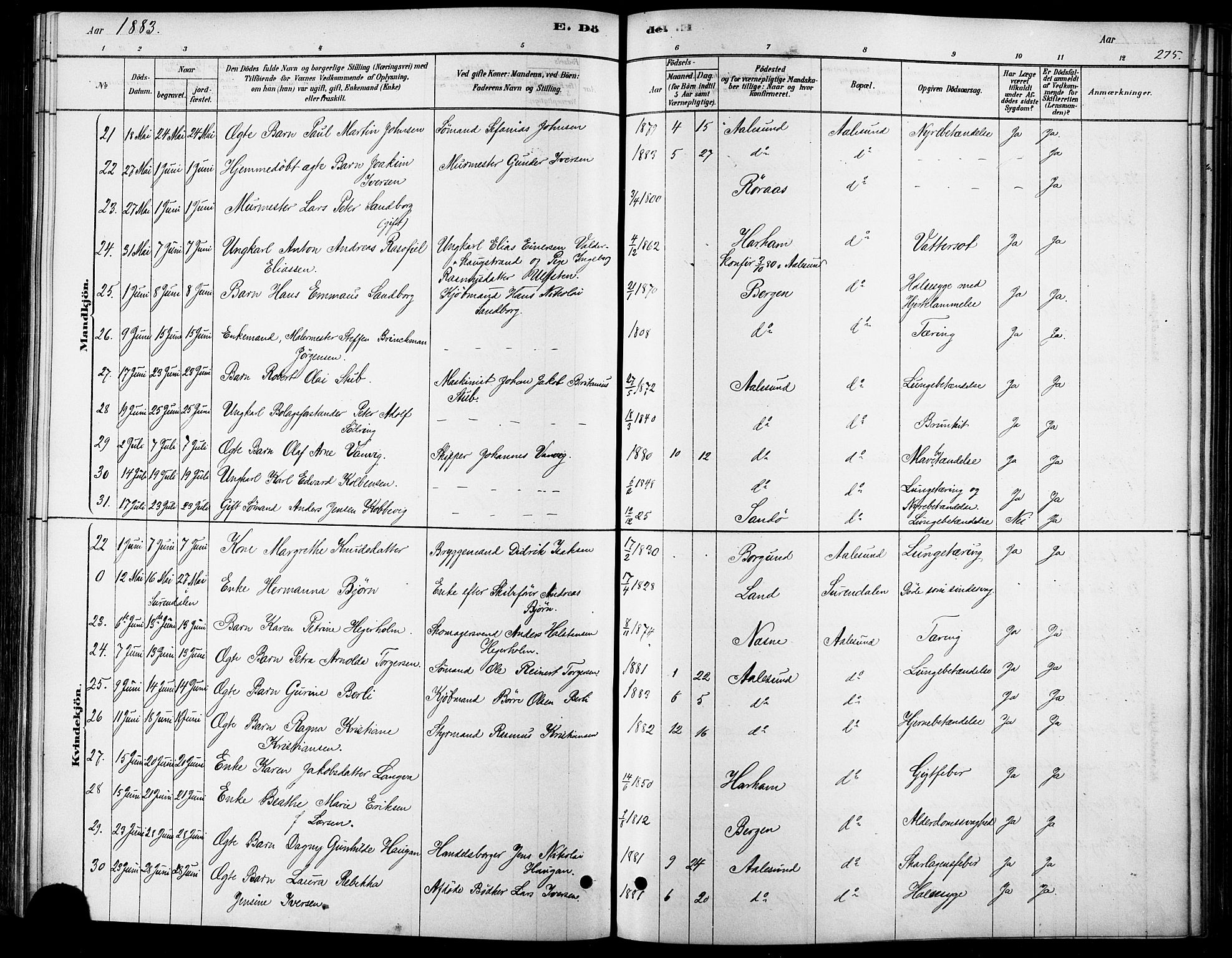 Ministerialprotokoller, klokkerbøker og fødselsregistre - Møre og Romsdal, AV/SAT-A-1454/529/L0454: Parish register (official) no. 529A04, 1878-1885, p. 275