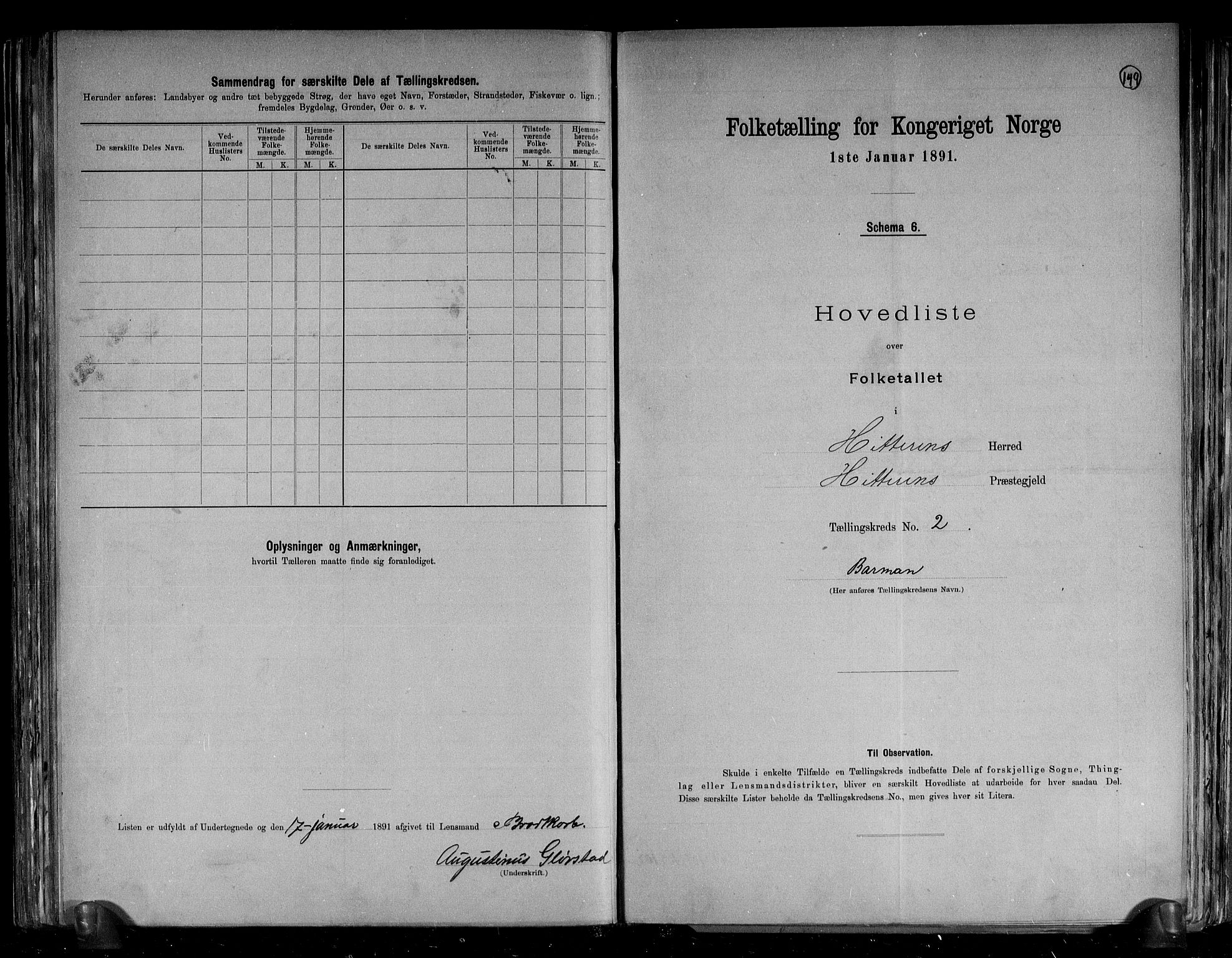 RA, 1891 census for 1617 Hitra, 1891, p. 6