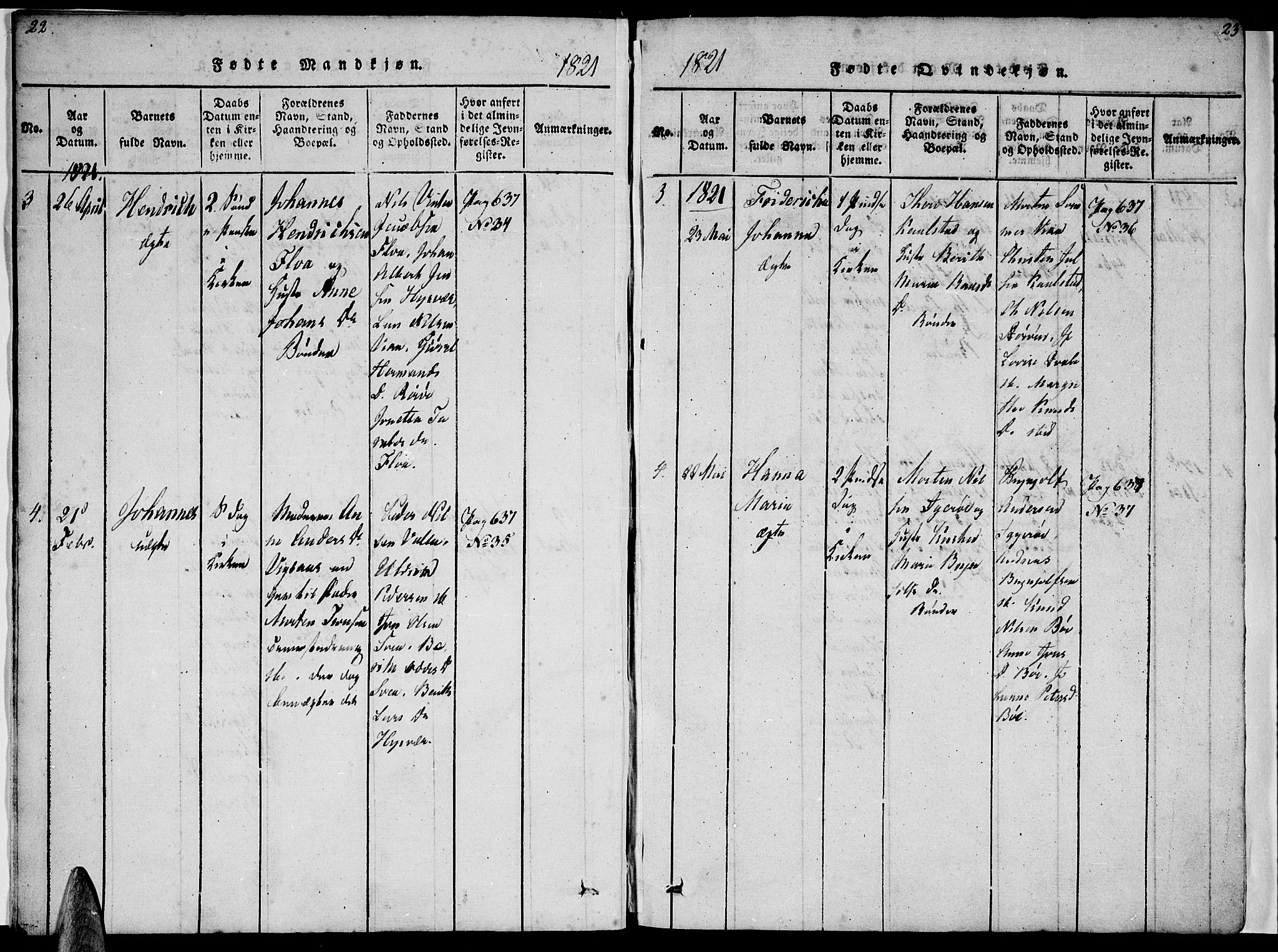 Ministerialprotokoller, klokkerbøker og fødselsregistre - Nordland, AV/SAT-A-1459/816/L0239: Parish register (official) no. 816A05, 1820-1845, p. 22-23