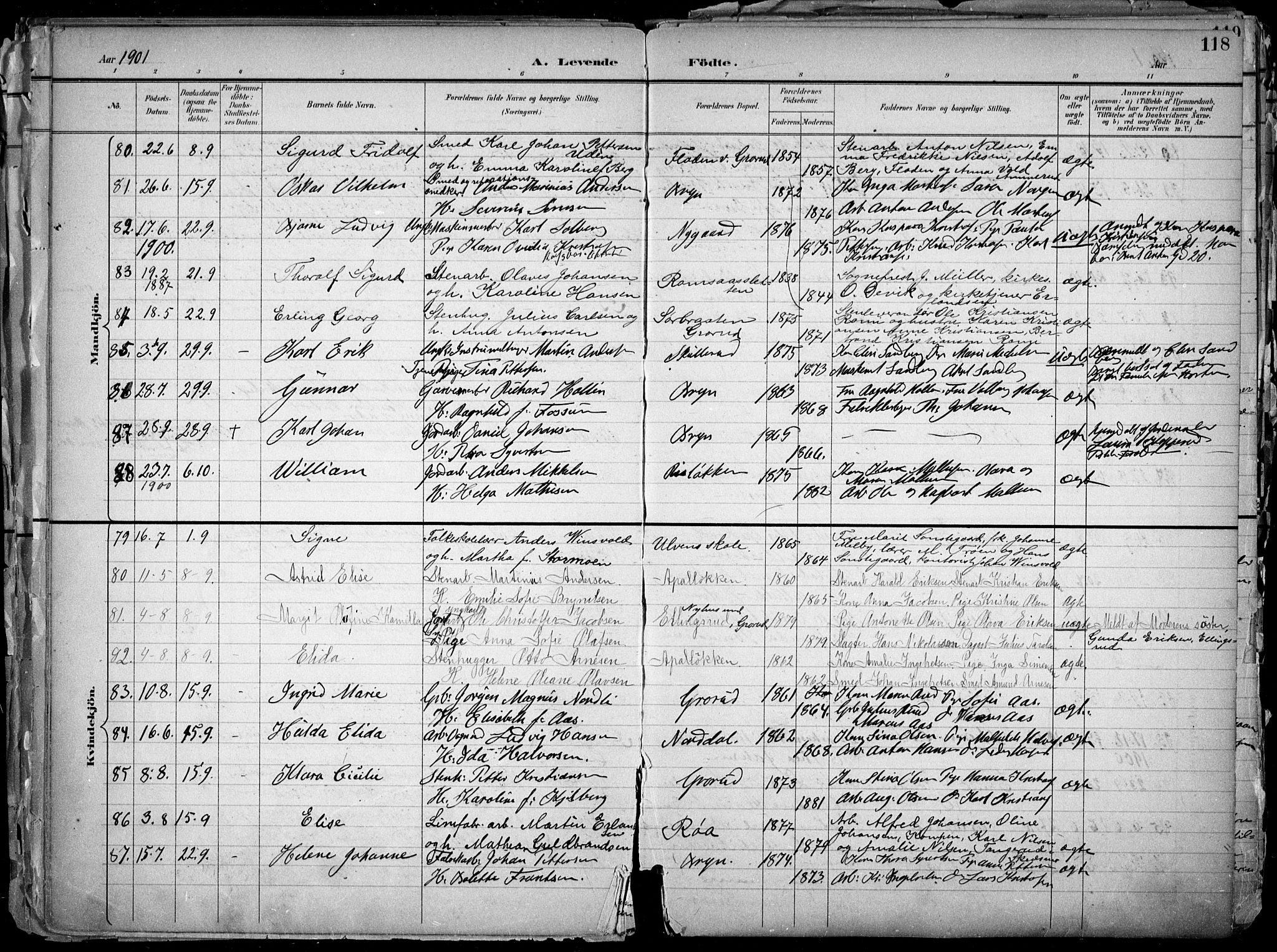 Østre Aker prestekontor Kirkebøker, AV/SAO-A-10840/F/Fa/L0010: Parish register (official) no. I 10, 1895-1912, p. 118