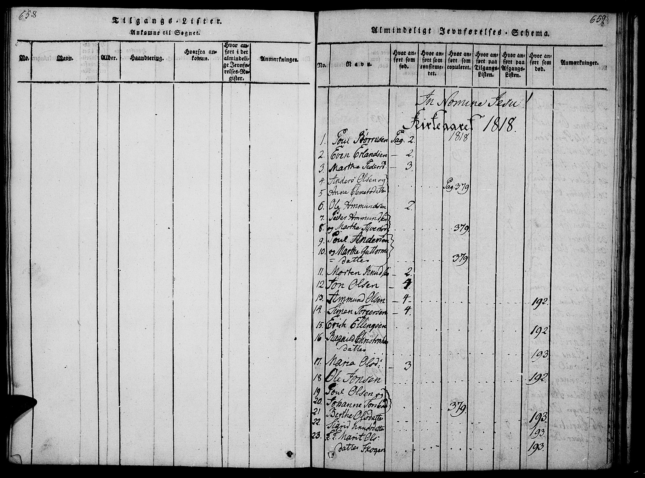 Gausdal prestekontor, SAH/PREST-090/H/Ha/Haa/L0005: Parish register (official) no. 5, 1817-1829, p. 658-659