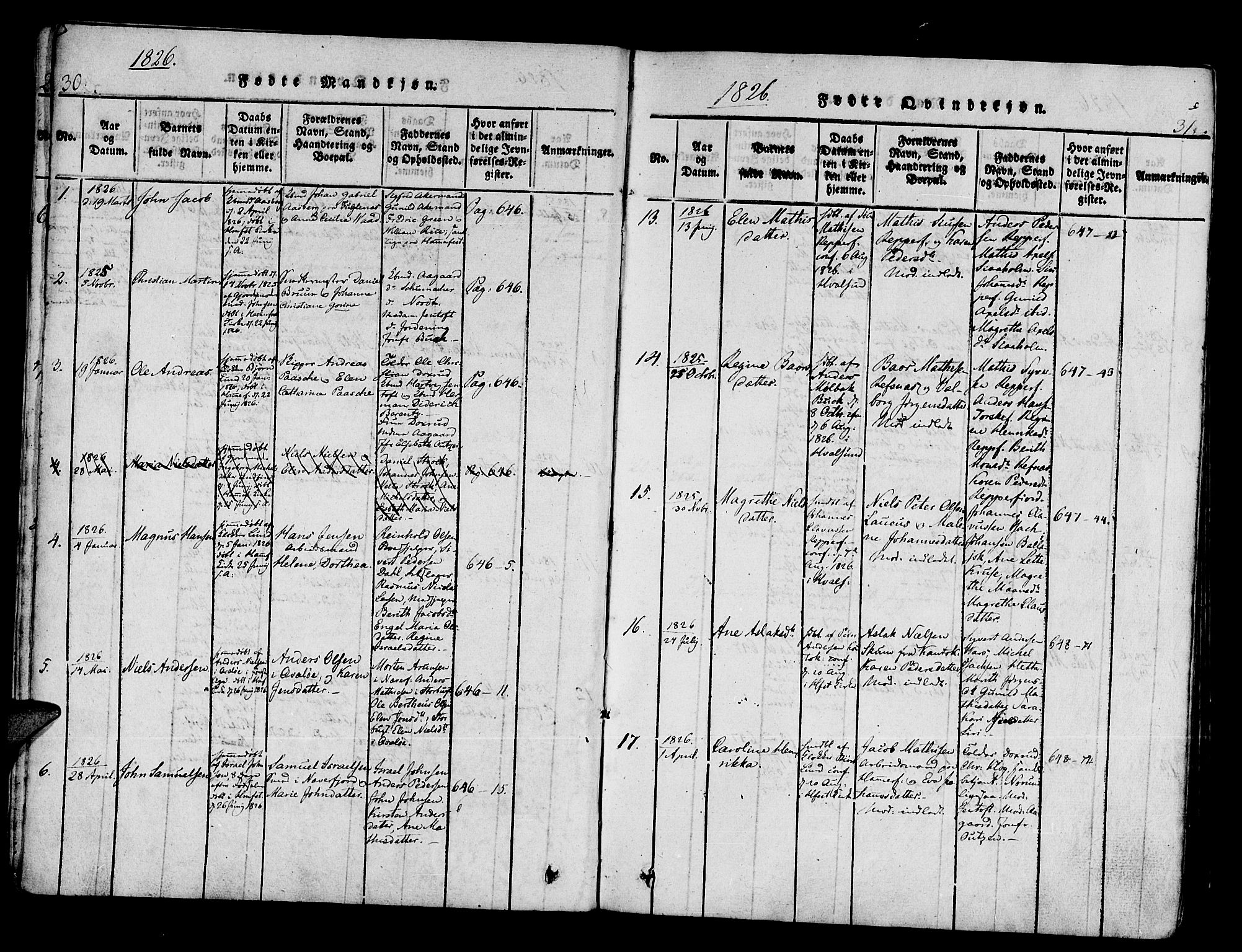 Hammerfest sokneprestkontor, AV/SATØ-S-1347/H/Ha/L0003.kirke: Parish register (official) no. 3, 1821-1842, p. 30-31