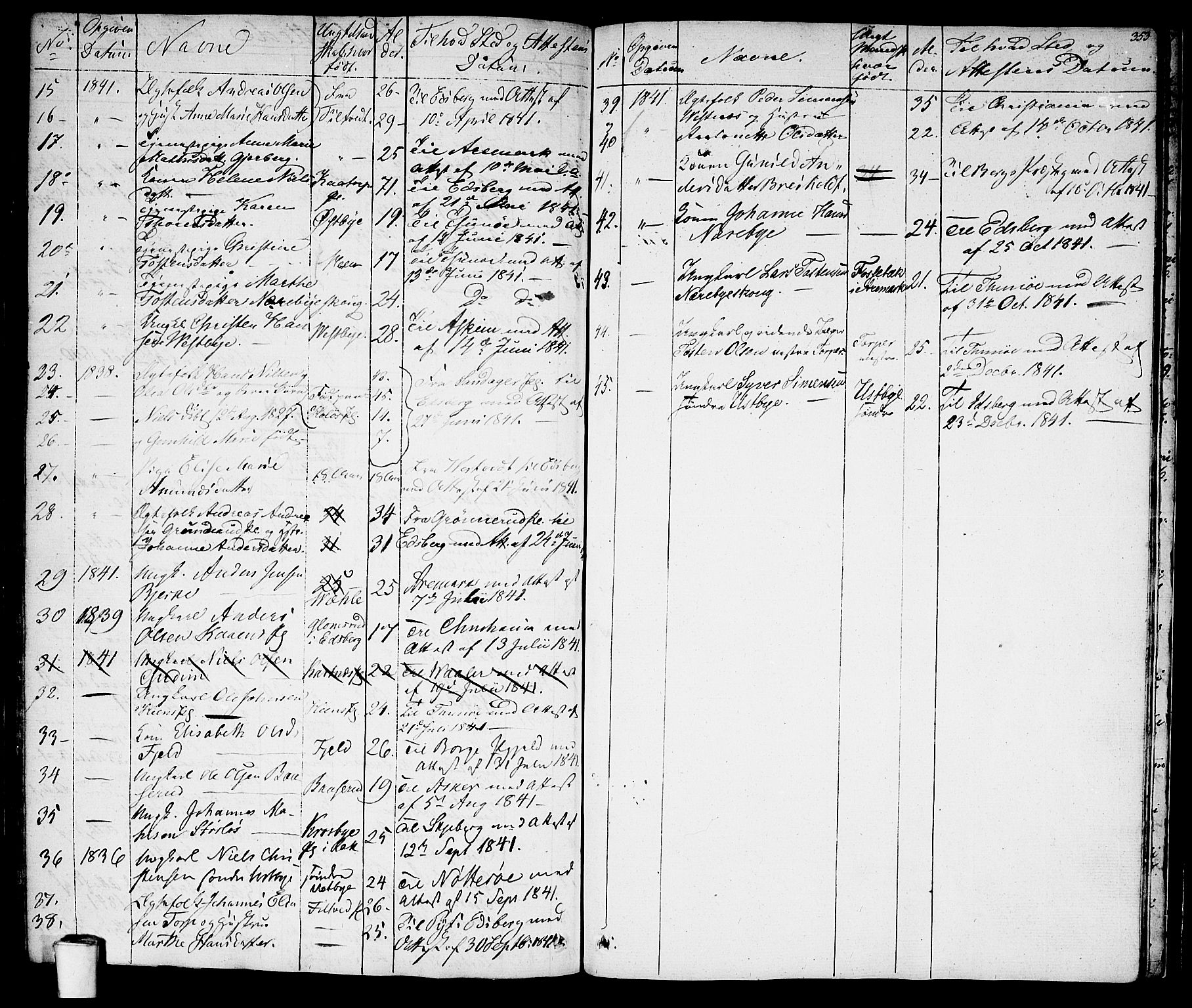 Rakkestad prestekontor Kirkebøker, SAO/A-2008/F/Fa/L0007: Parish register (official) no. I 7, 1825-1841, p. 353