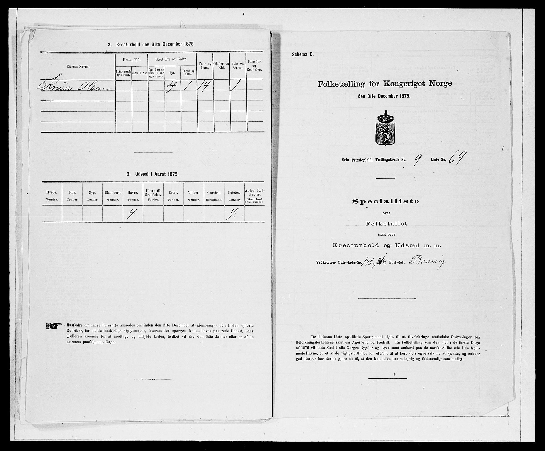 SAB, 1875 Census for 1441P Selje, 1875, p. 1218