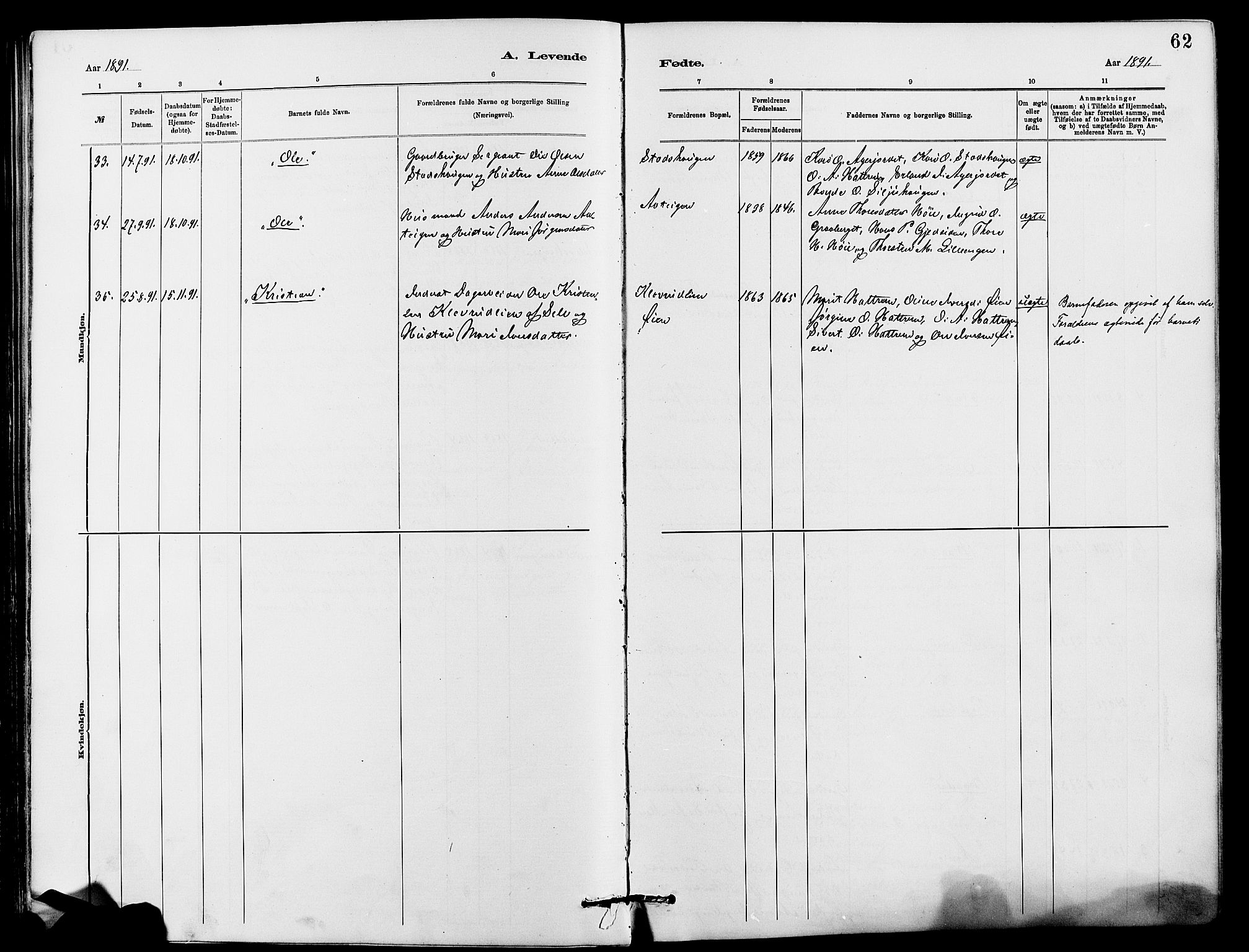 Dovre prestekontor, AV/SAH-PREST-066/H/Ha/Hab/L0002: Parish register (copy) no. 2, 1881-1907, p. 62