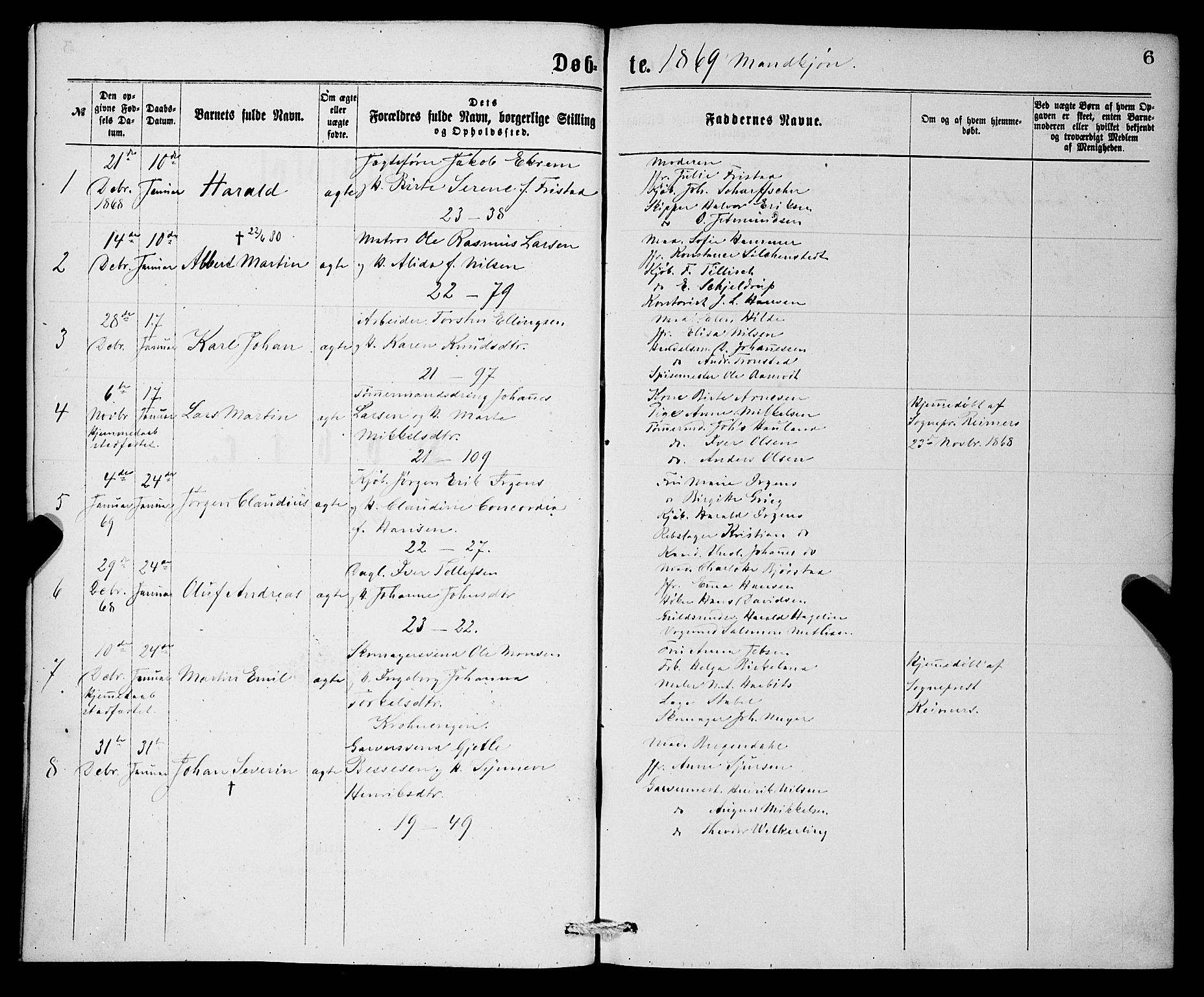 Korskirken sokneprestembete, SAB/A-76101/H/Hab: Parish register (copy) no. B 6, 1869-1874, p. 6