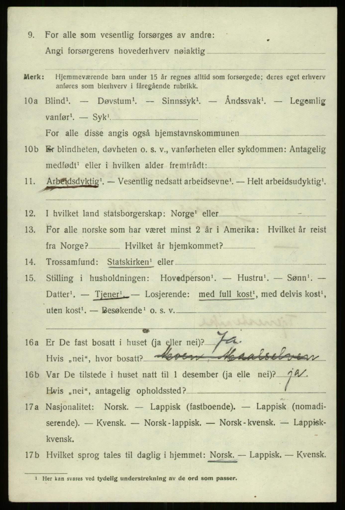 SATØ, 1920 census for Tromsø, 1920, p. 10034