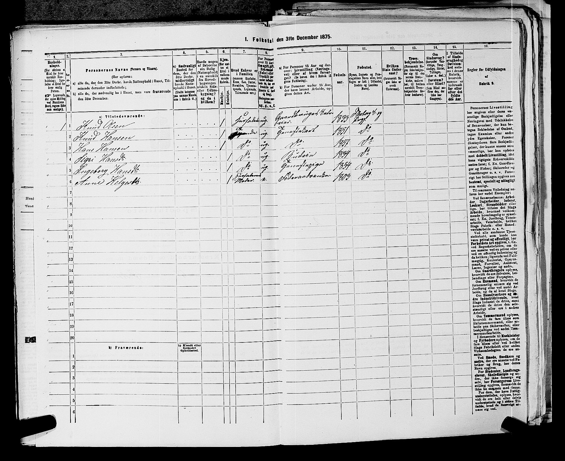 SAKO, 1875 census for 0631P Flesberg, 1875, p. 266