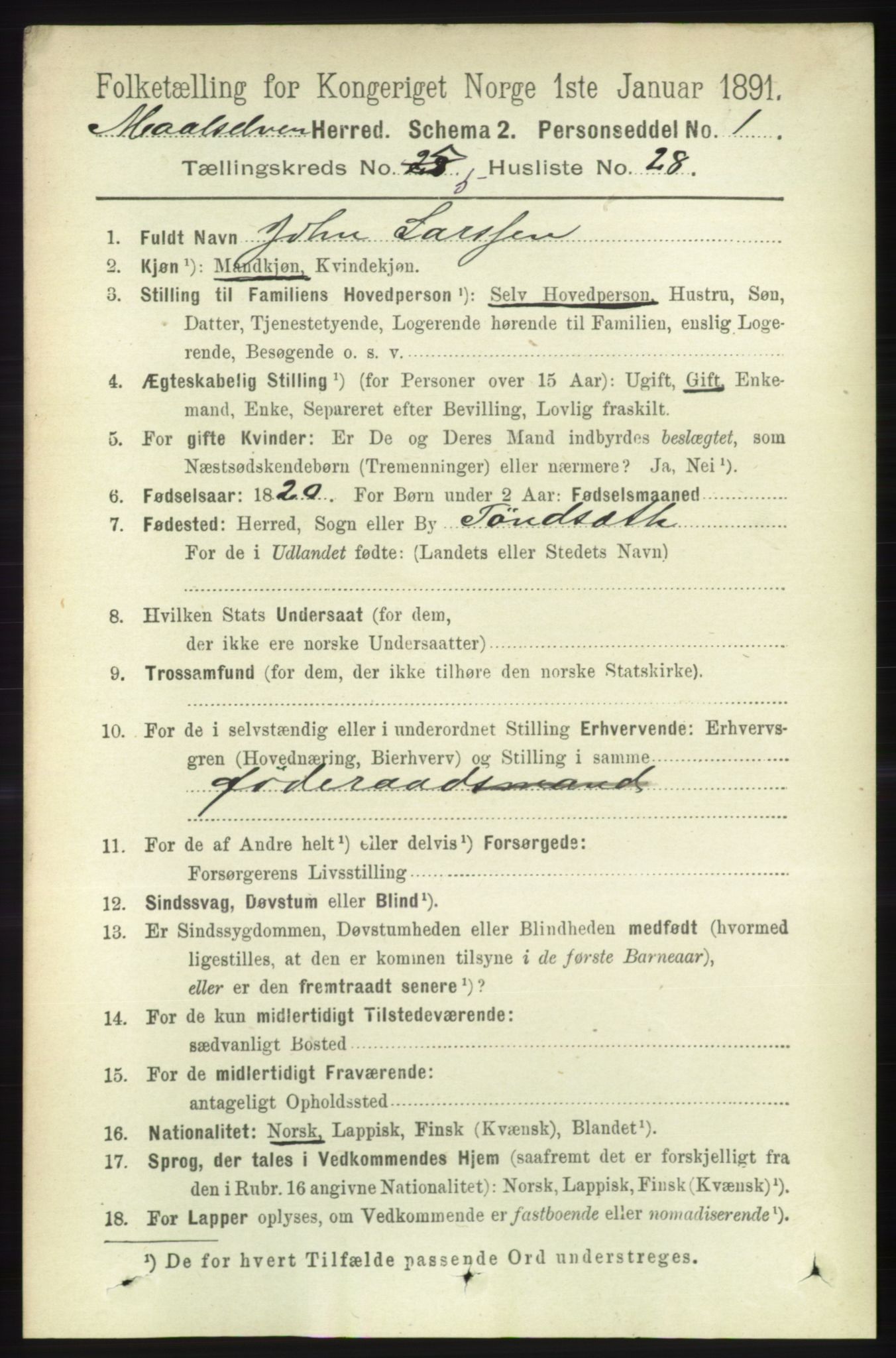 RA, 1891 census for 1924 Målselv, 1891, p. 1806