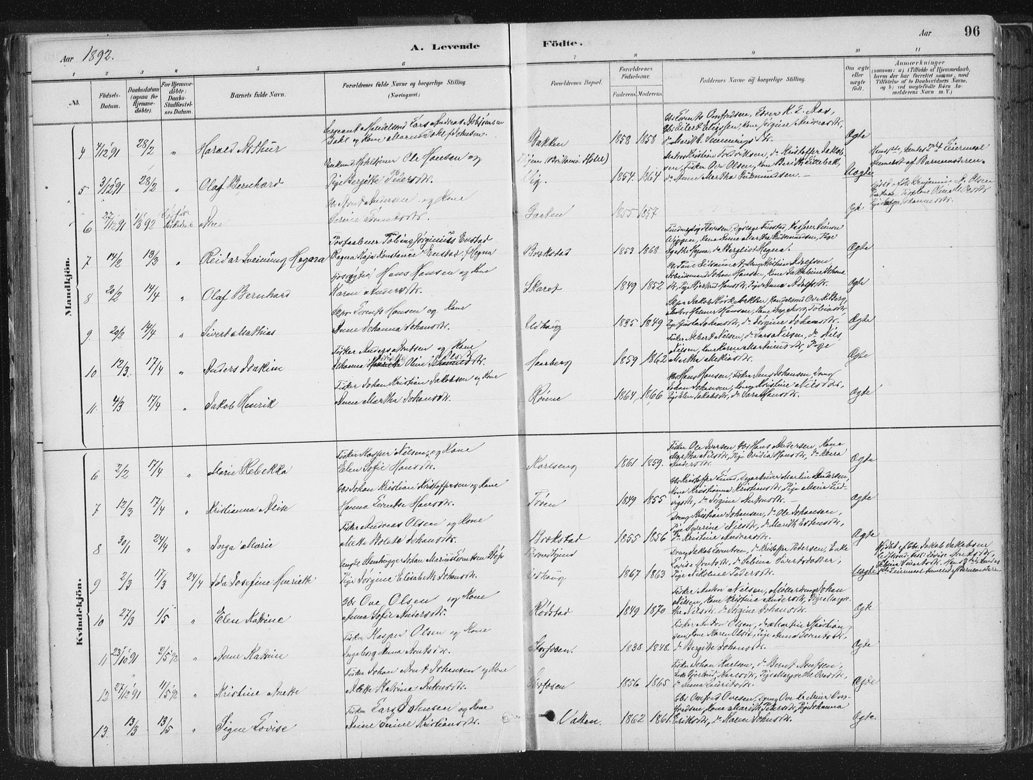 Ministerialprotokoller, klokkerbøker og fødselsregistre - Sør-Trøndelag, SAT/A-1456/659/L0739: Parish register (official) no. 659A09, 1879-1893, p. 96