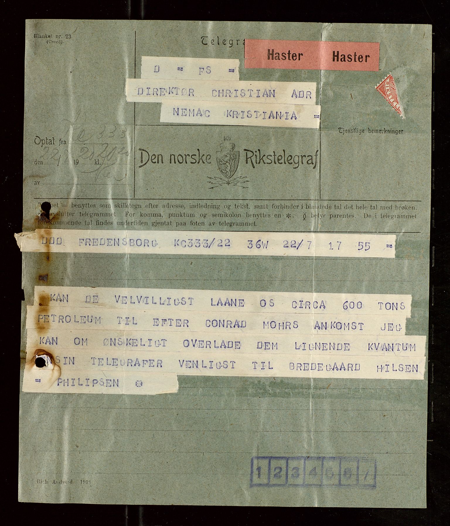 Pa 1521 - A/S Norske Shell, AV/SAST-A-101915/E/Ea/Eaa/L0008: Sjefskorrespondanse, 1920, p. 171