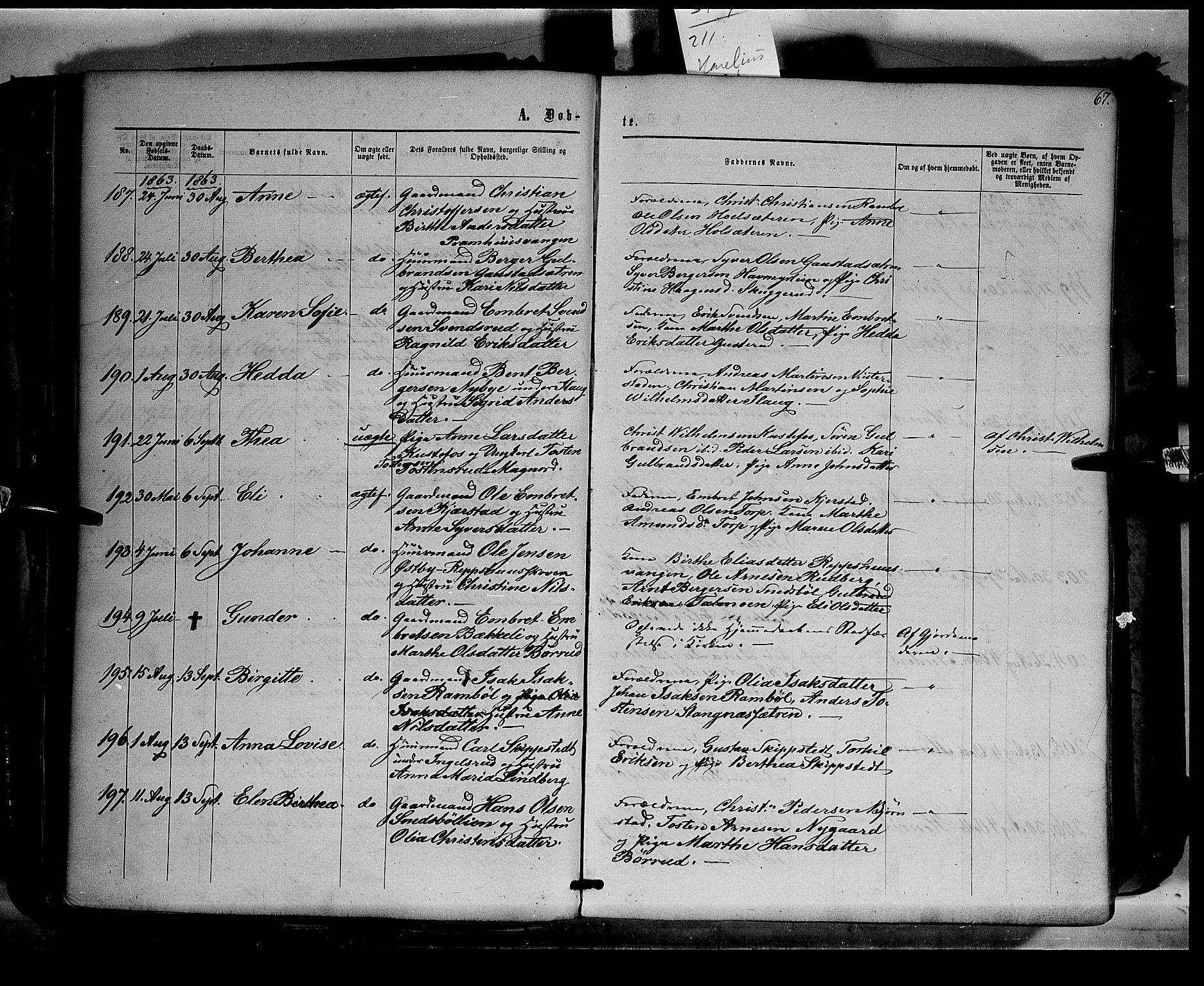 Eidskog prestekontor, AV/SAH-PREST-026/H/Ha/Haa/L0001: Parish register (official) no. 1, 1860-1867, p. 67