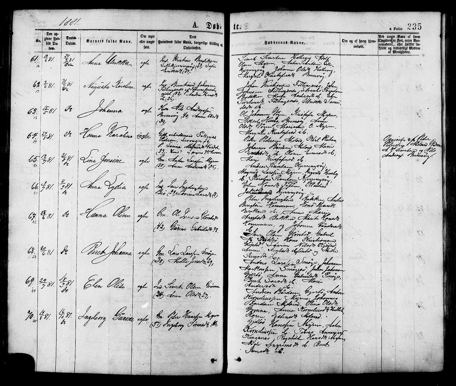 Ministerialprotokoller, klokkerbøker og fødselsregistre - Sør-Trøndelag, SAT/A-1456/634/L0532: Parish register (official) no. 634A08, 1871-1881, p. 235