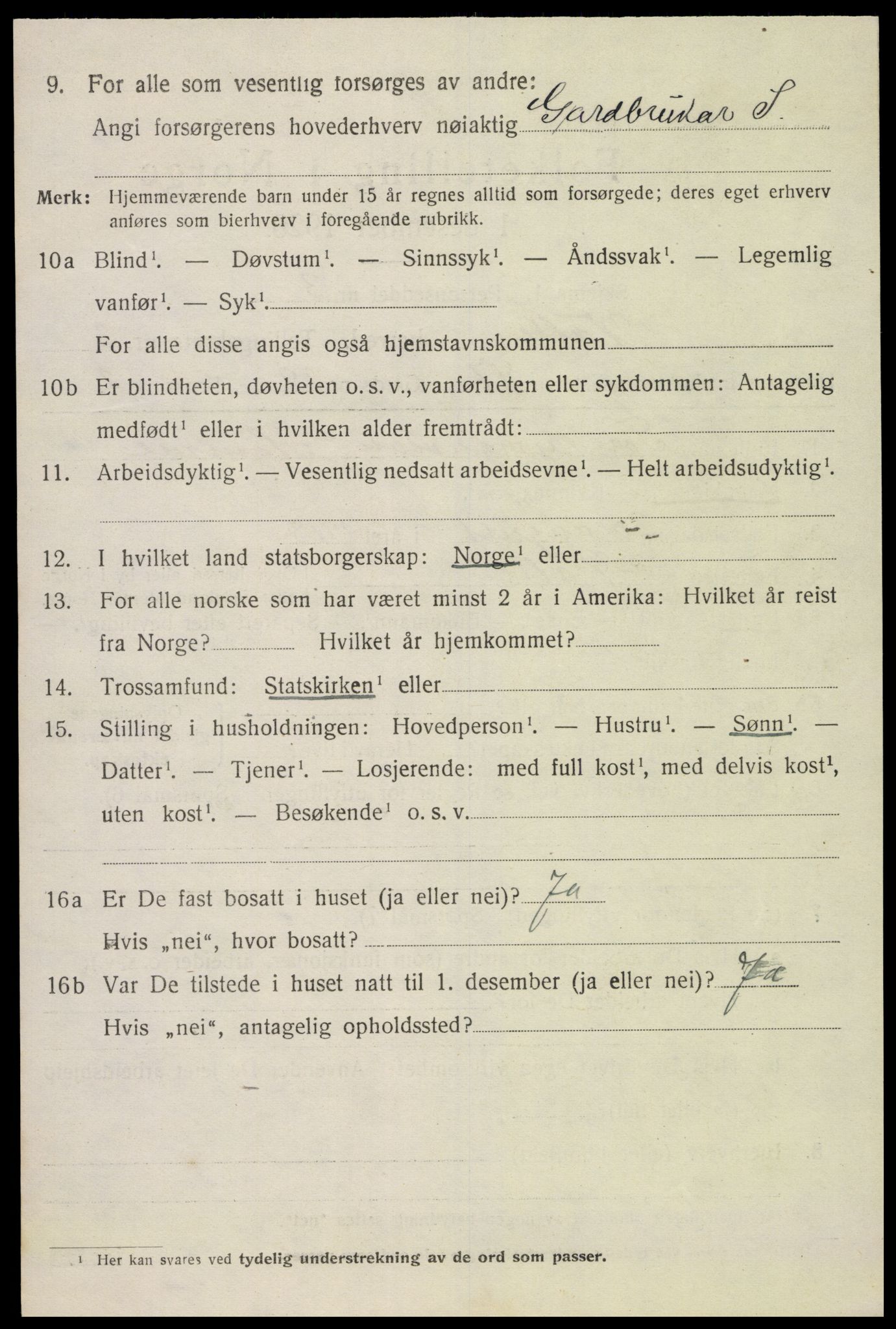 SAK, 1920 census for Valle, 1920, p. 1992