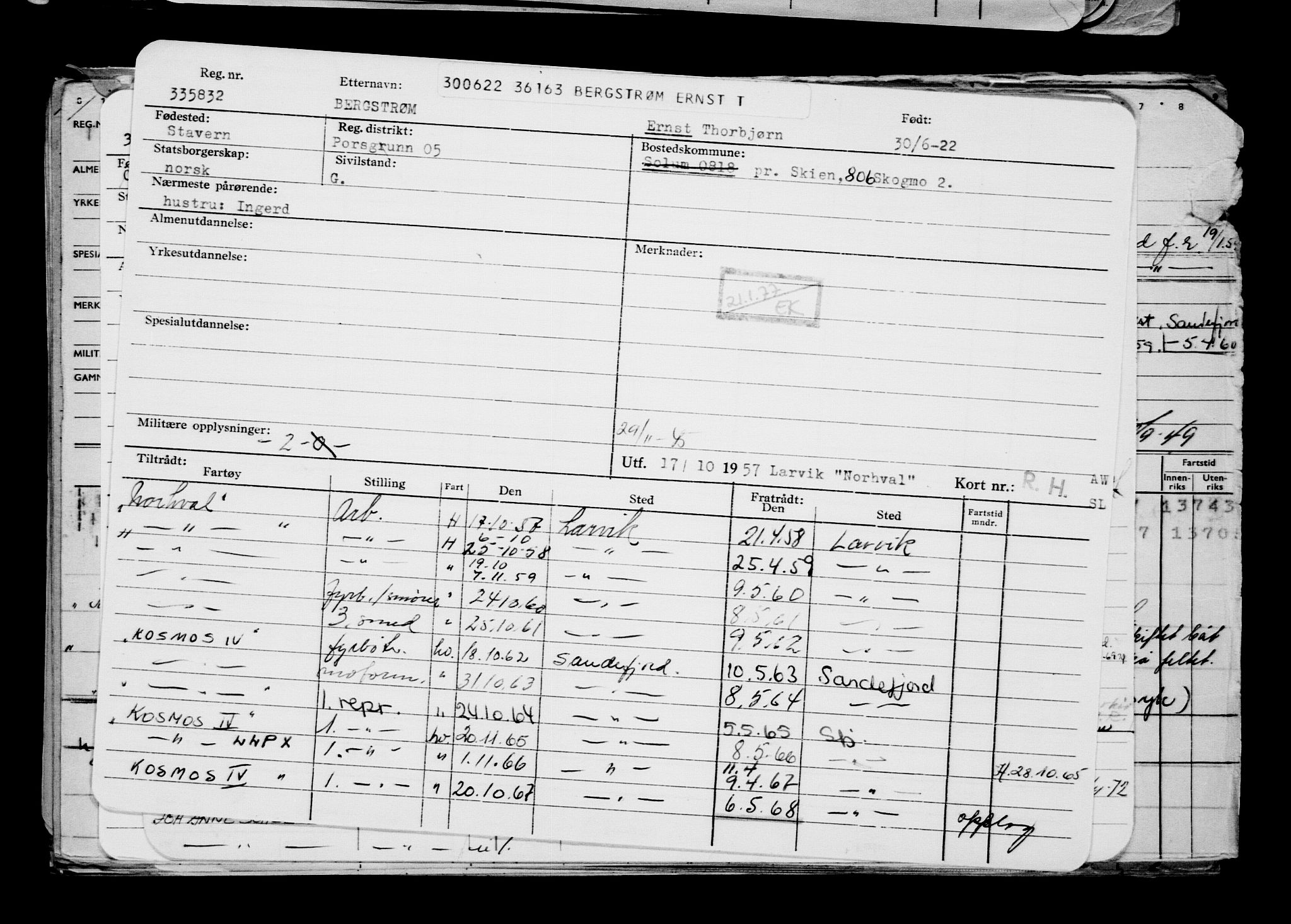 Direktoratet for sjømenn, AV/RA-S-3545/G/Gb/L0208: Hovedkort, 1922, p. 154