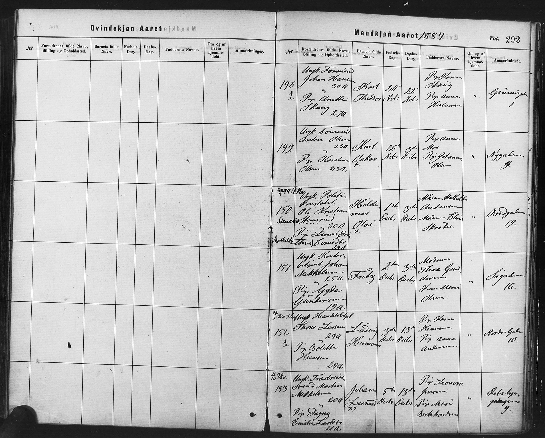 Rikshospitalet prestekontor Kirkebøker, AV/SAO-A-10309b/F/L0006: Parish register (official) no. 6, 1871-1885, p. 292