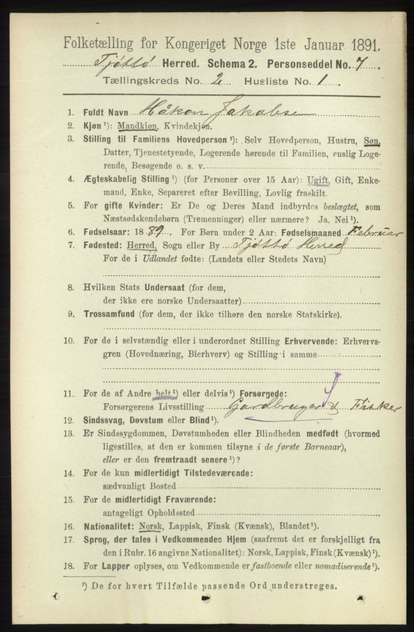 RA, 1891 census for 1817 Tjøtta, 1891, p. 900