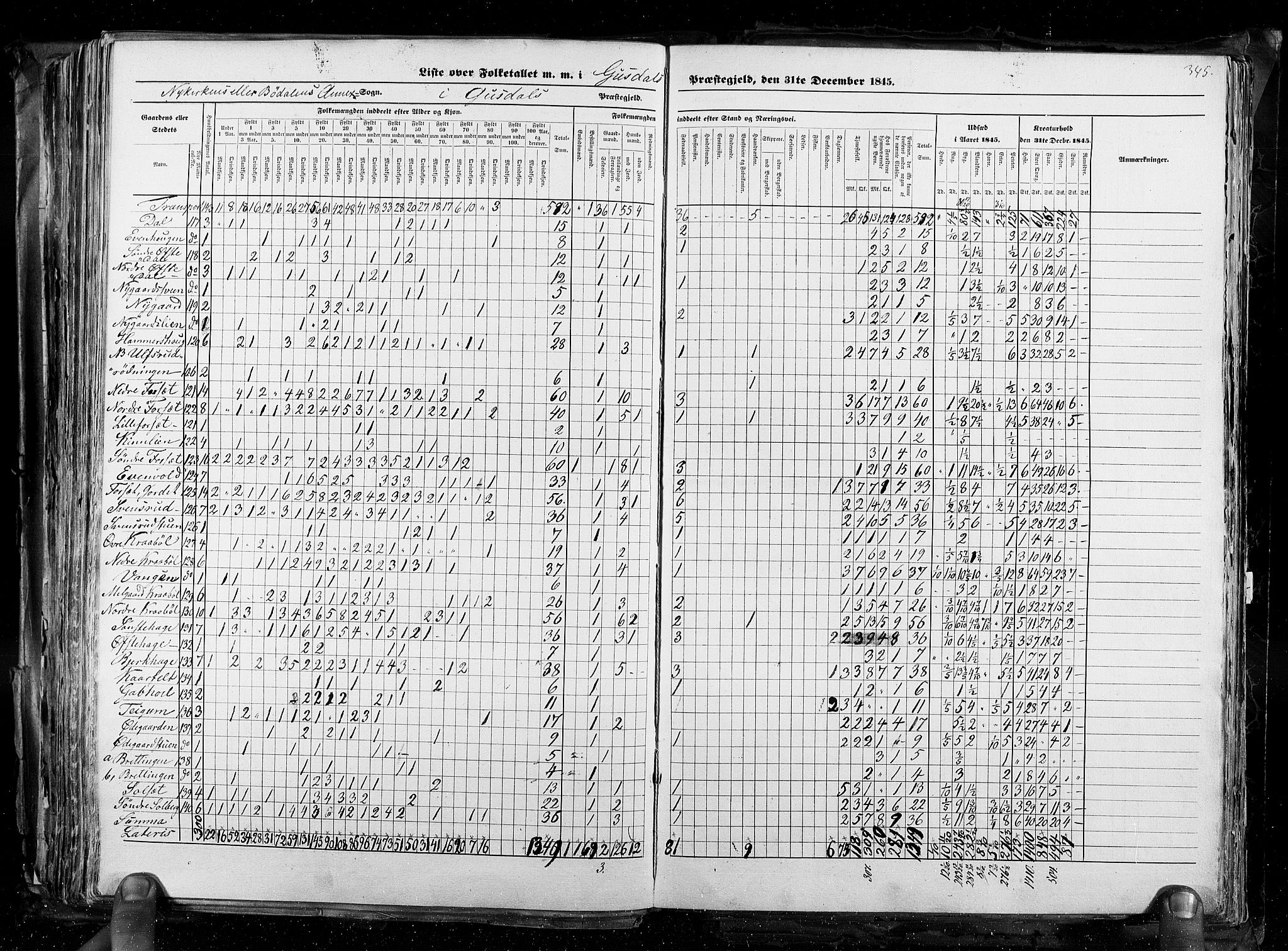 RA, Census 1845, vol. 3: Hedemarken amt og Kristians amt, 1845, p. 345