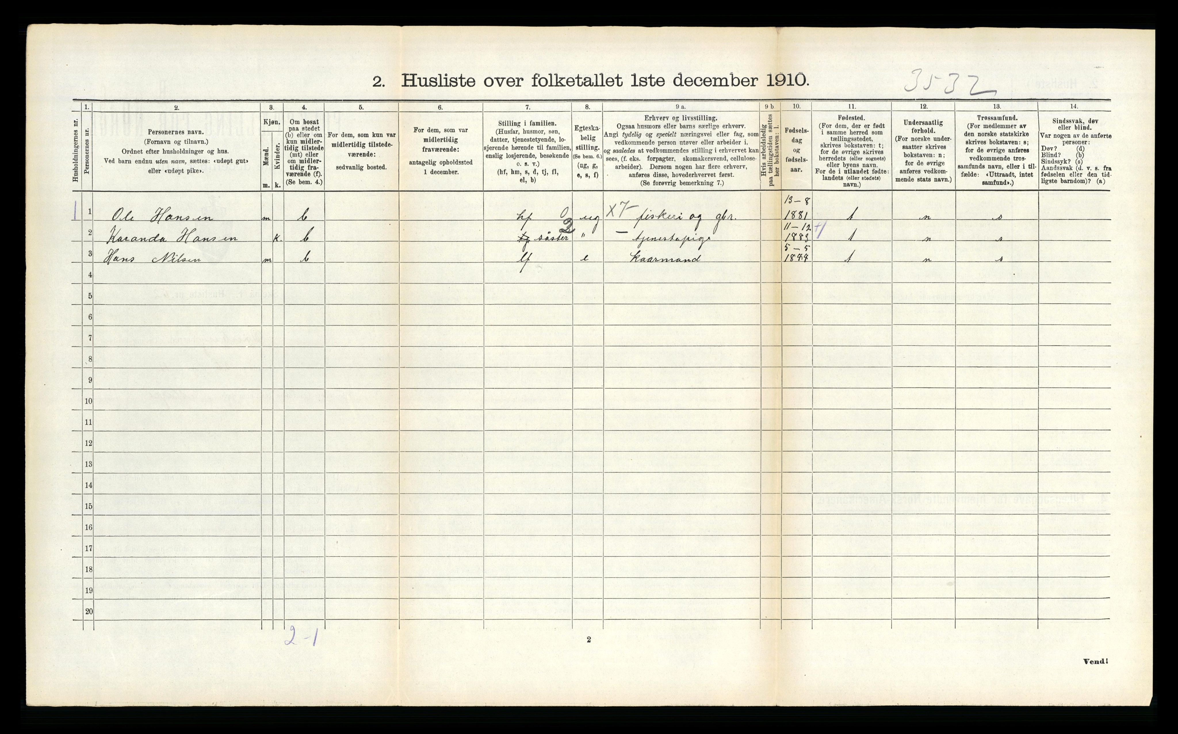 RA, 1910 census for Dverberg, 1910, p. 809