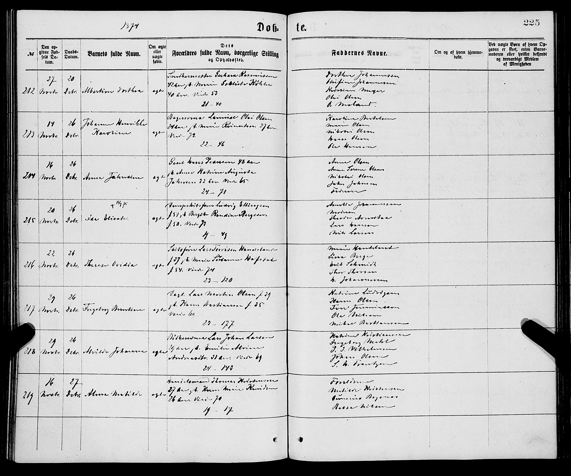 Korskirken sokneprestembete, AV/SAB-A-76101/H/Haa/L0020: Parish register (official) no. B 6, 1871-1878, p. 225