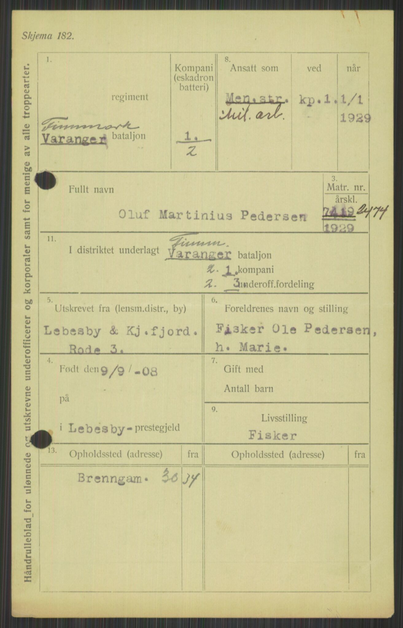 Forsvaret, Varanger bataljon, AV/RA-RAFA-2258/1/D/L0440: Rulleblad for fødte 1892-1912, 1892-1912, p. 977