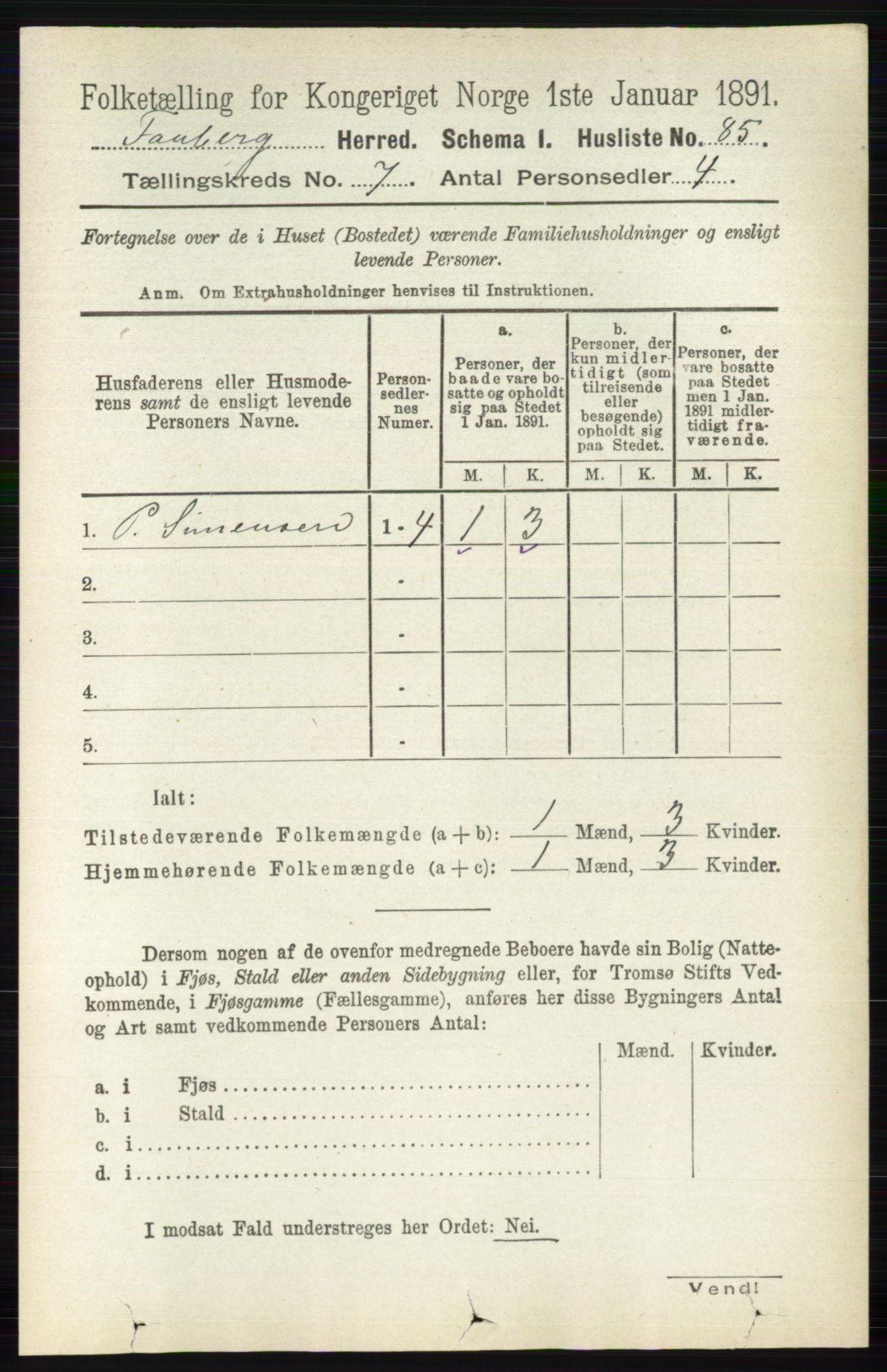 RA, 1891 census for 0524 Fåberg, 1891, p. 2773