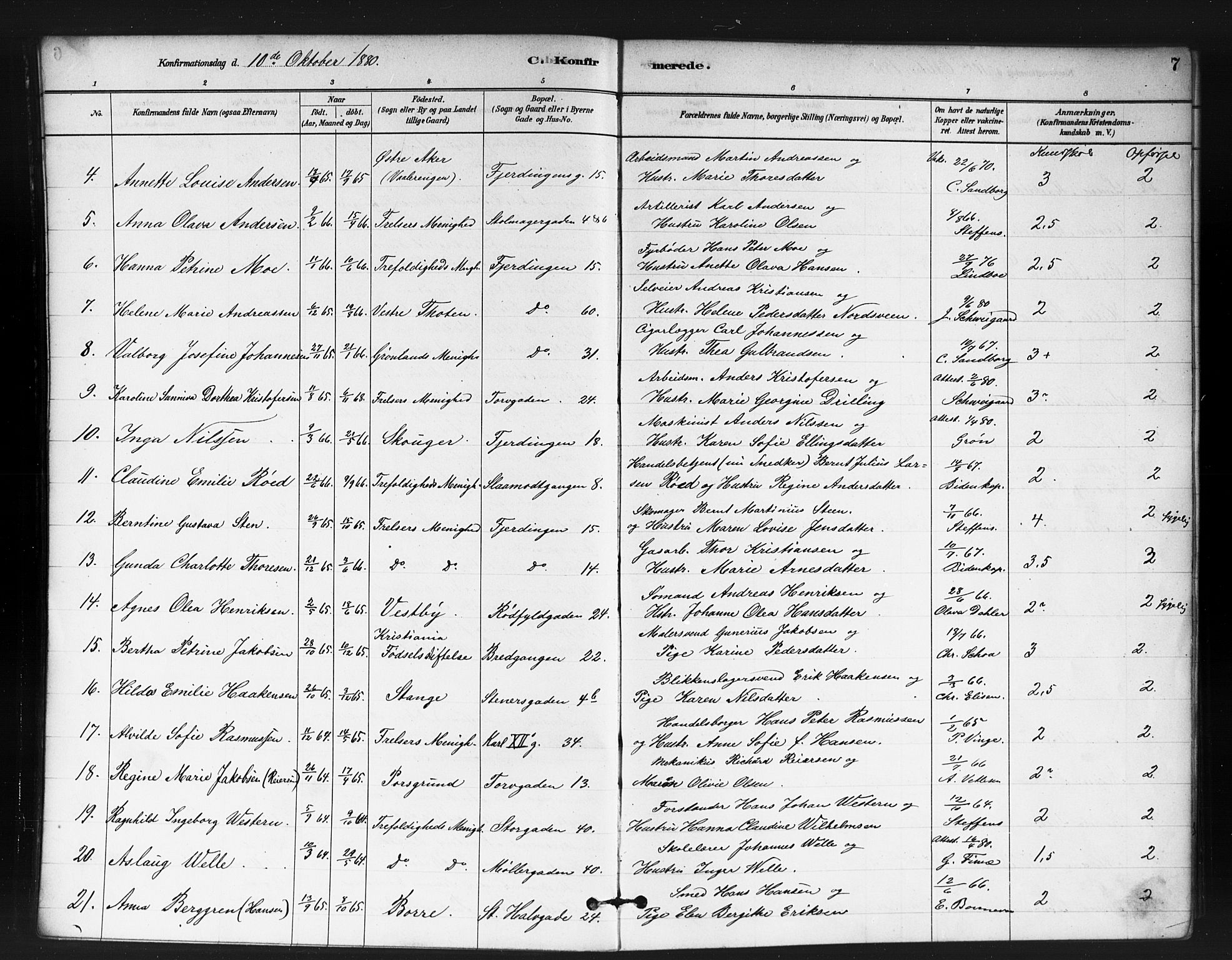 Jakob prestekontor Kirkebøker, SAO/A-10850/F/Fa/L0004: Parish register (official) no. 4, 1880-1894, p. 7