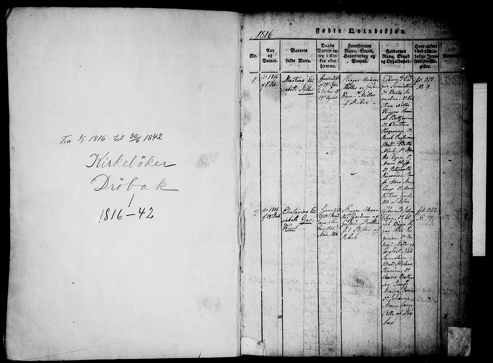 Drøbak prestekontor Kirkebøker, AV/SAO-A-10142a/F/Fa/L0001: Parish register (official) no. I 1, 1816-1842