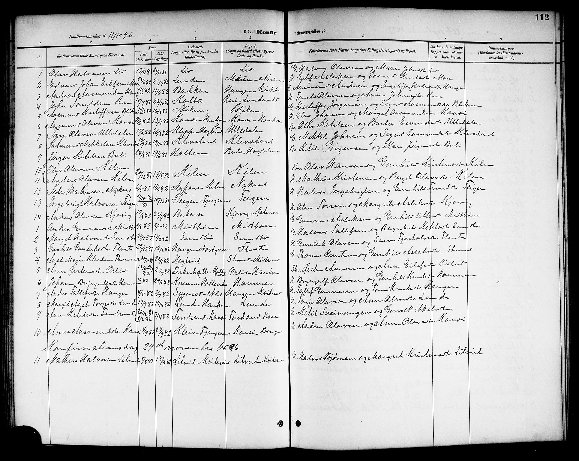 Kviteseid kirkebøker, SAKO/A-276/G/Ga/L0002: Parish register (copy) no. I 2, 1893-1918, p. 112